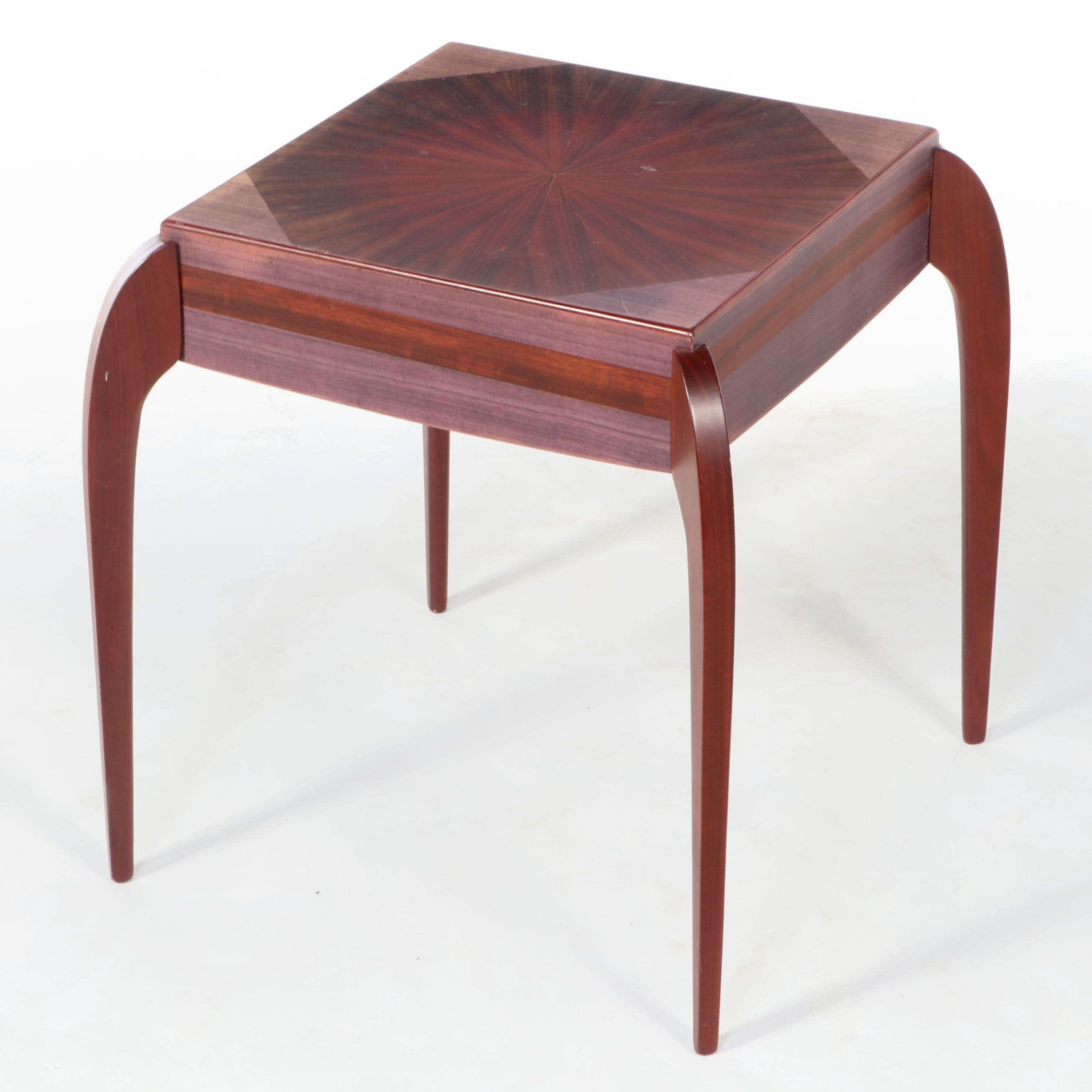 R.H. Leonard Art Deco Style Dyed Padouk and Bloodwood Side Table, dated 2001