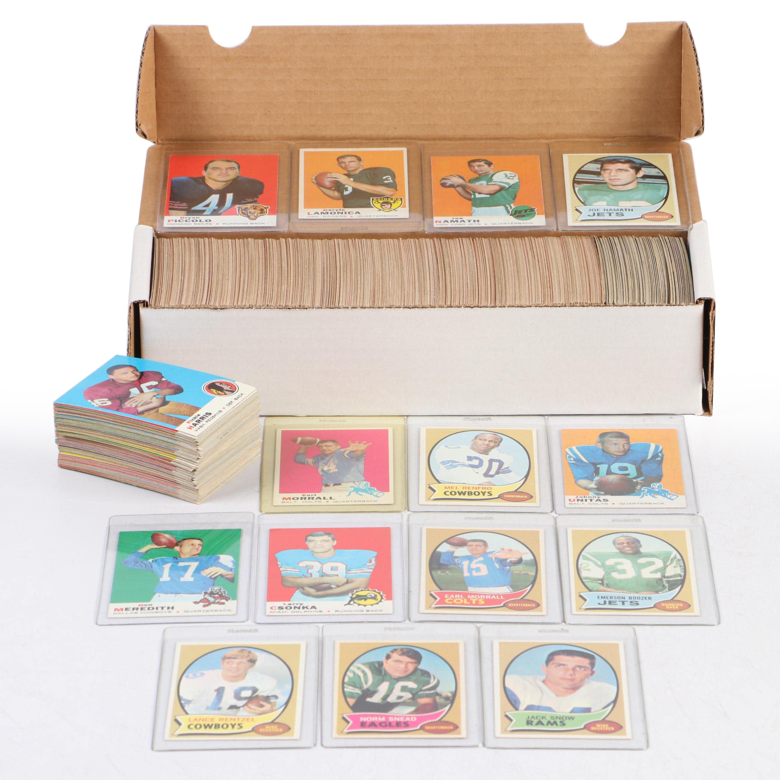 1969 and 1970 Topps Football Cards Featuring Joe Namath, Johnny Unitas, and More