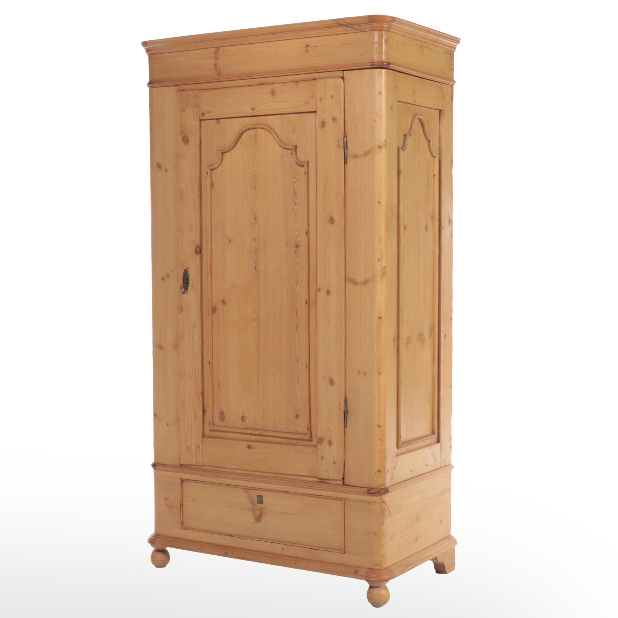 European Scrubbed Pine Wardrobe, Circa 1900