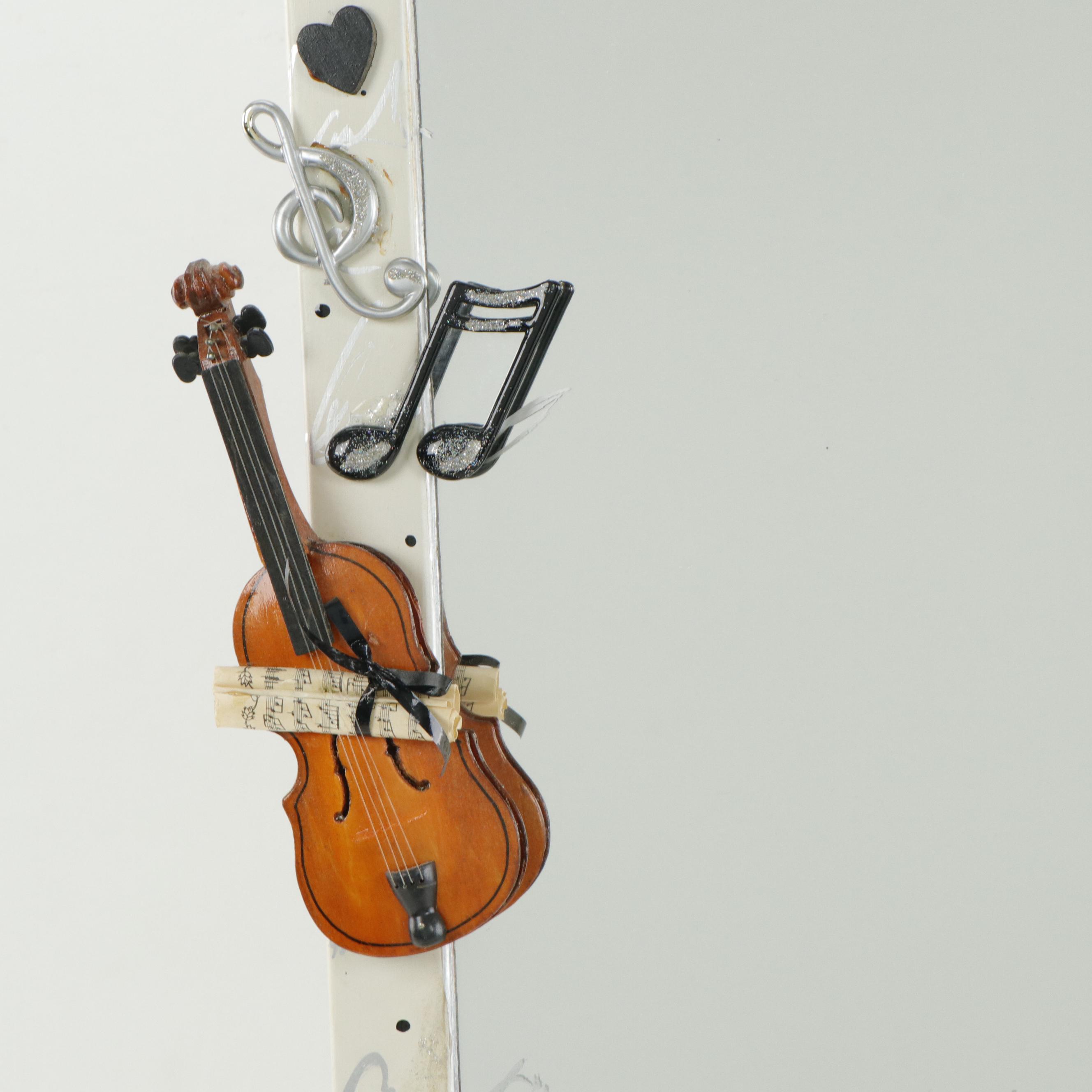 Musical Instruments and Music Notes Ornament Embellished Wall Mirror