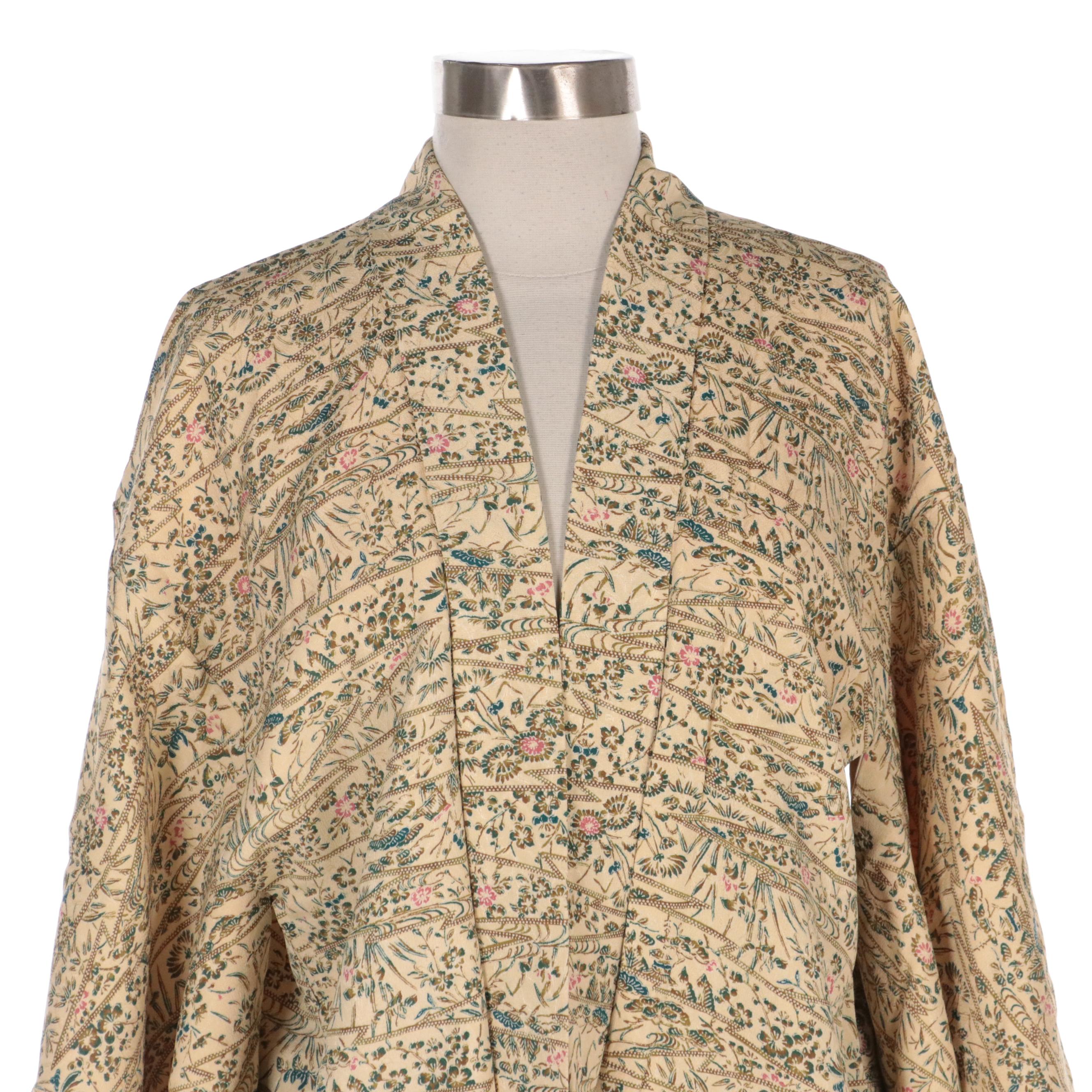 Yuzen Dyed Haoris in Black/Red and Silk Floral Pattern