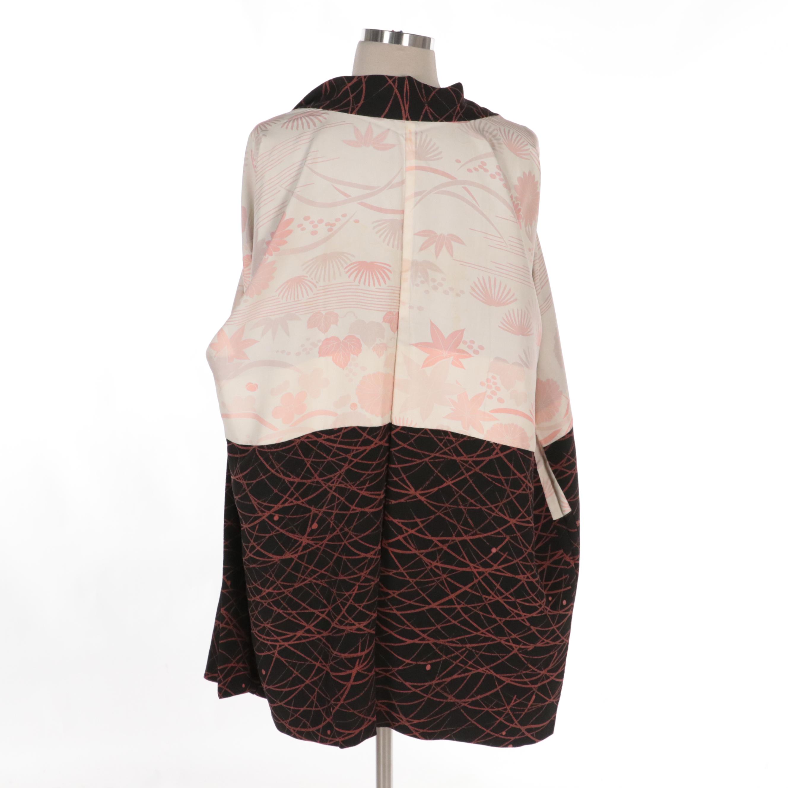 Yuzen Dyed Haoris in Black/Red and Silk Floral Pattern