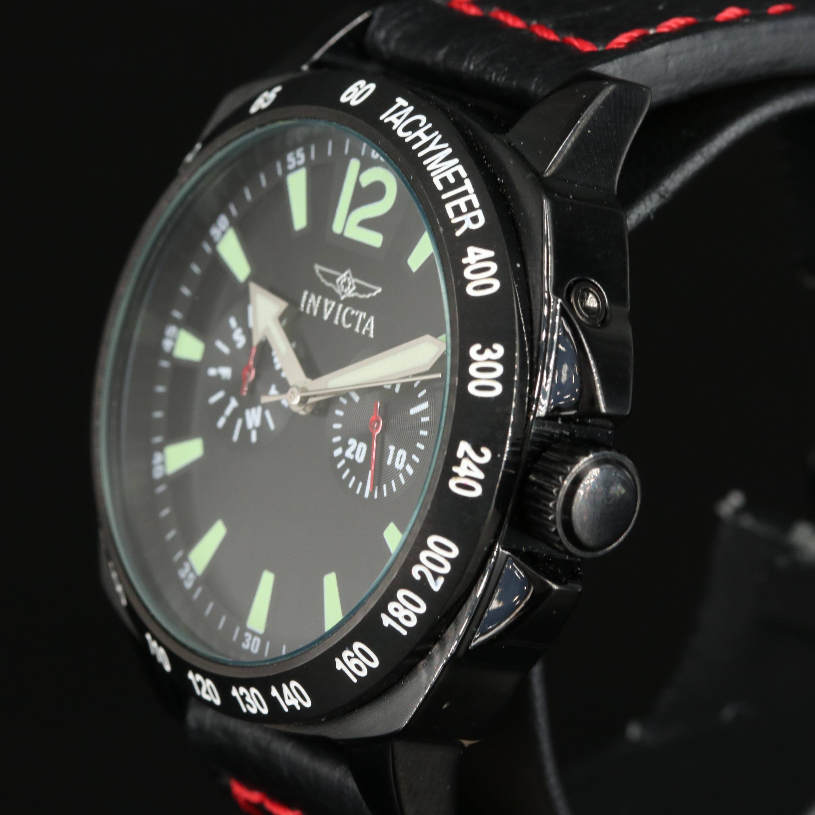 Invicta Specialty Day-Date Stainless Steel Quartz Watch