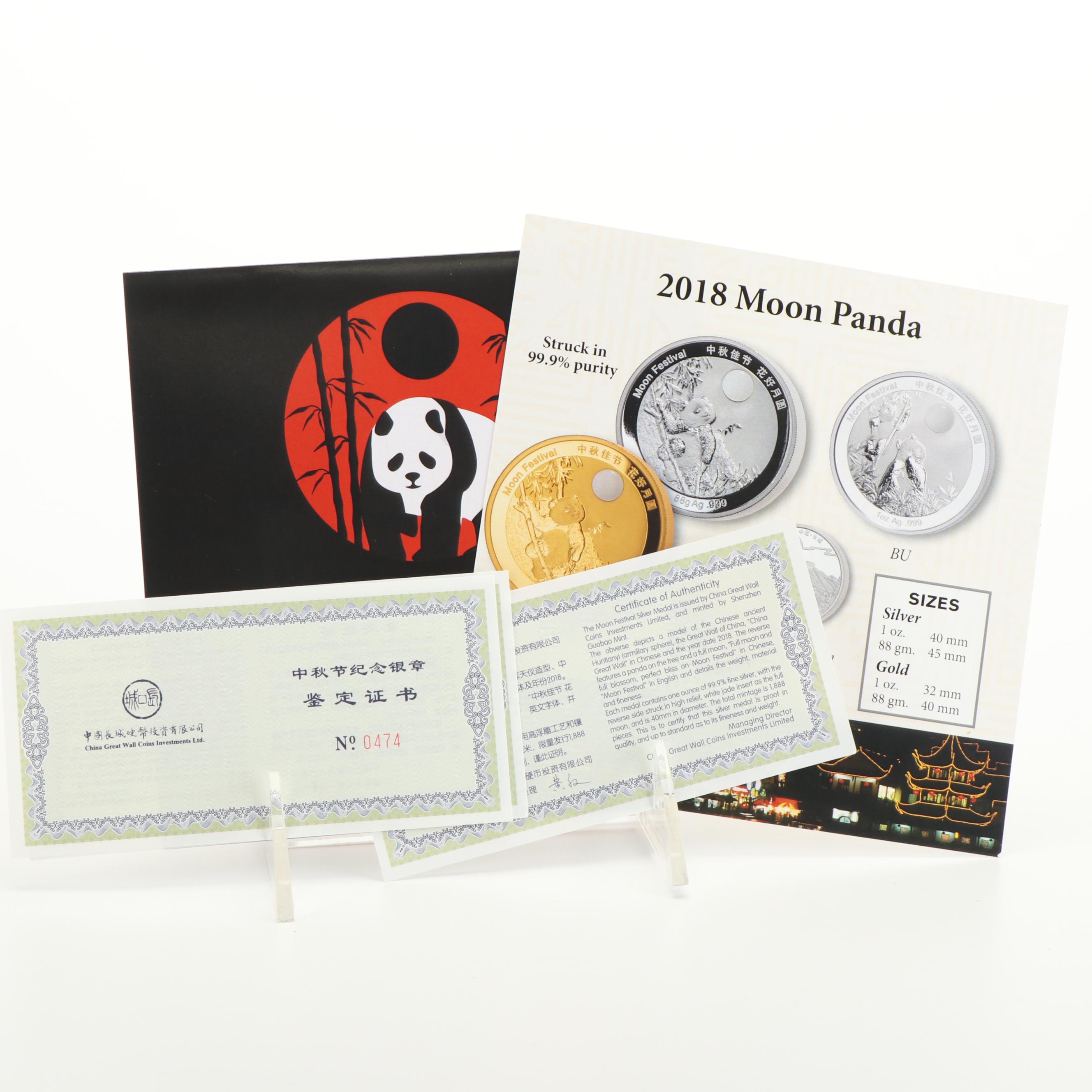 Three NGC Graded 2018 China "Moon Festival" Silver Panda Coins