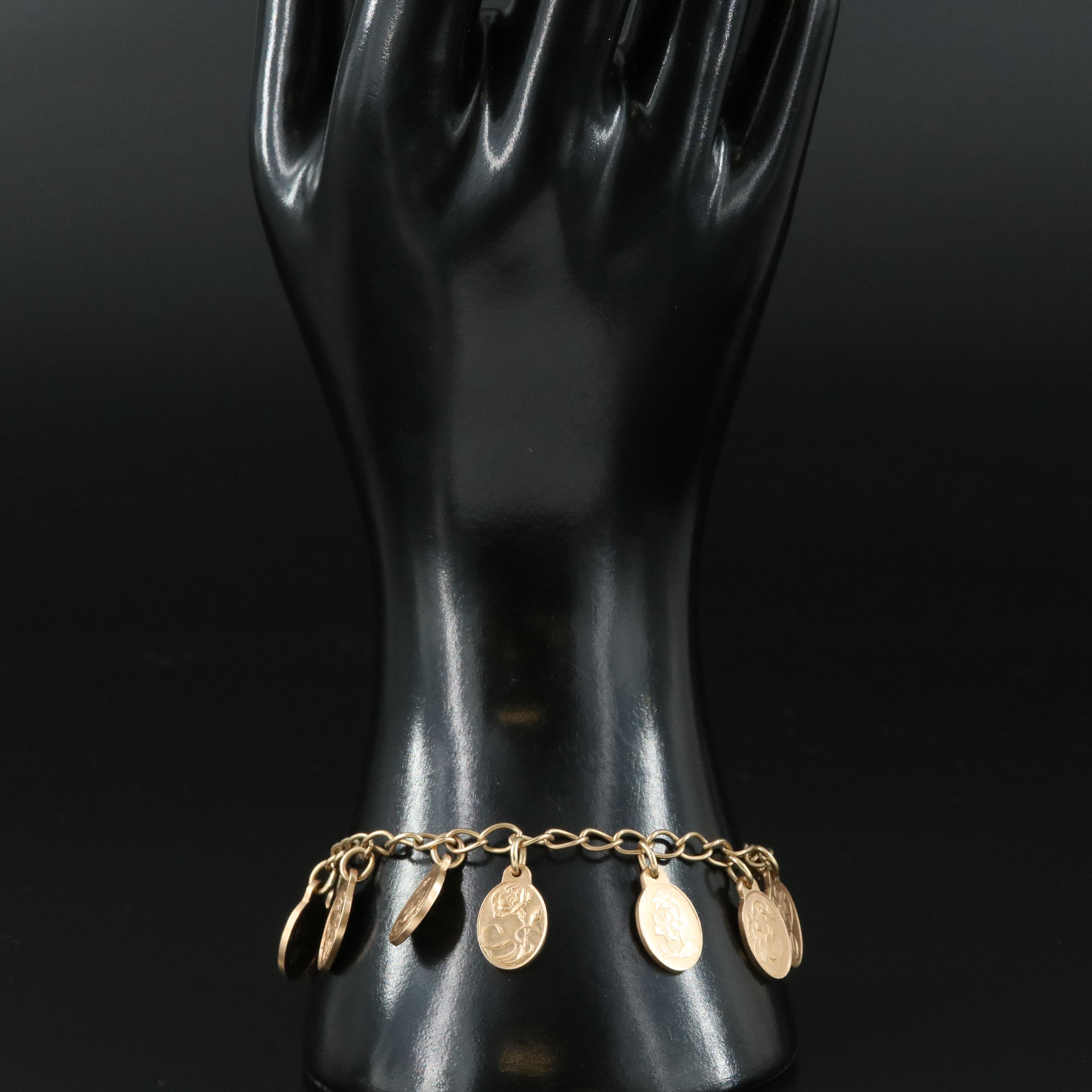 Vintage The Franklin Mint 14K "Twelve Flowers of Love" Bracelet