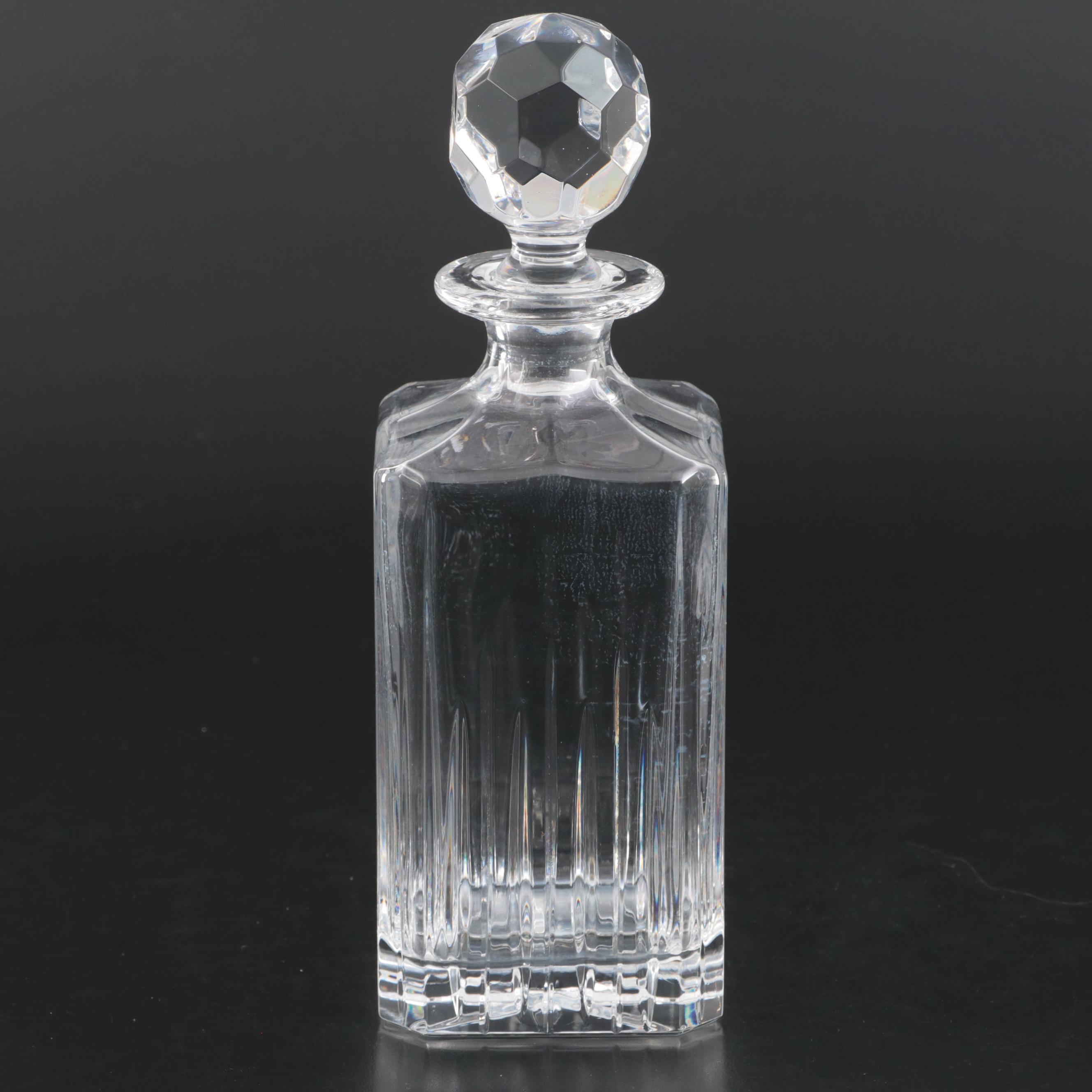 Square Crystal Decanter with Glass Champagne Flute