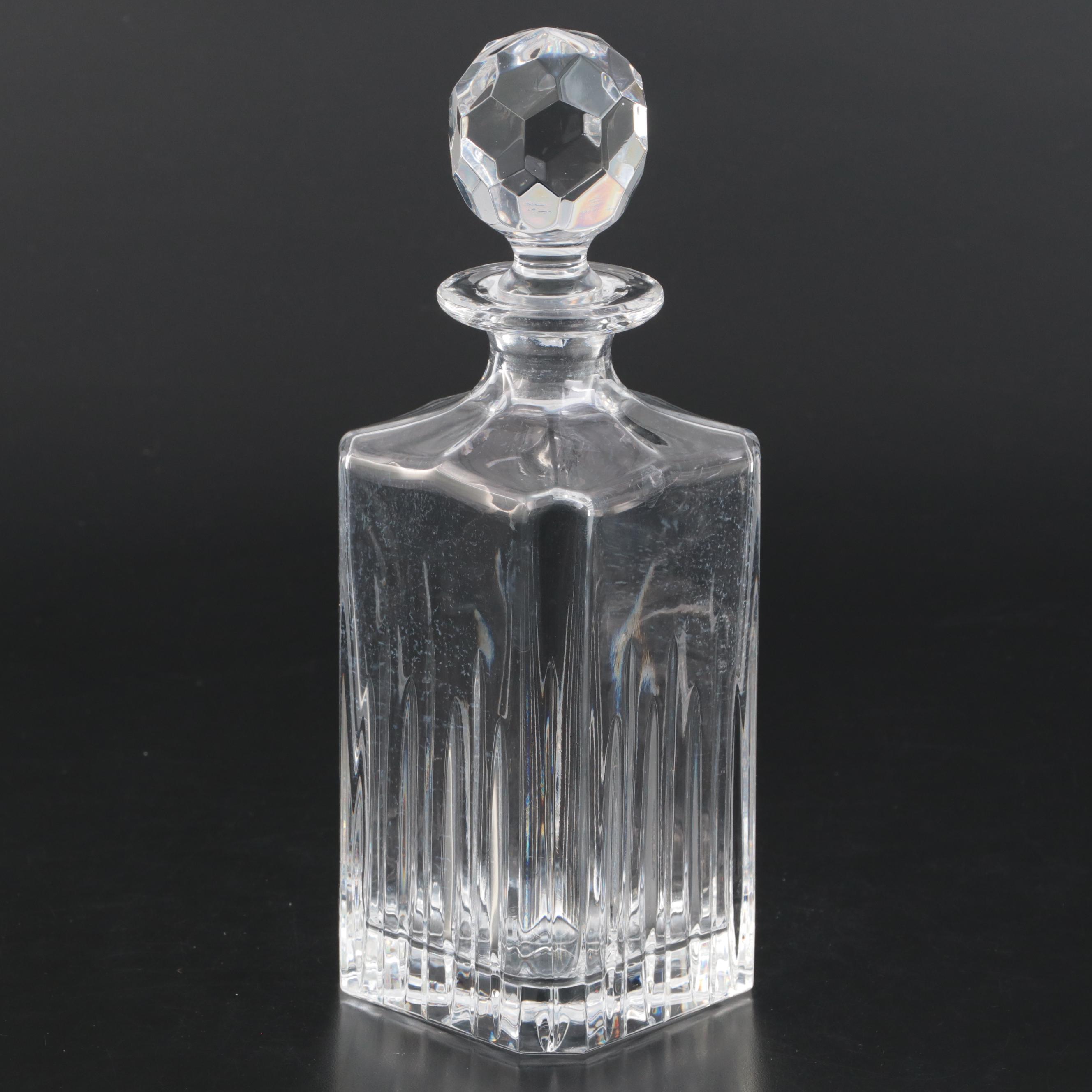 Square Crystal Decanter with Glass Champagne Flute