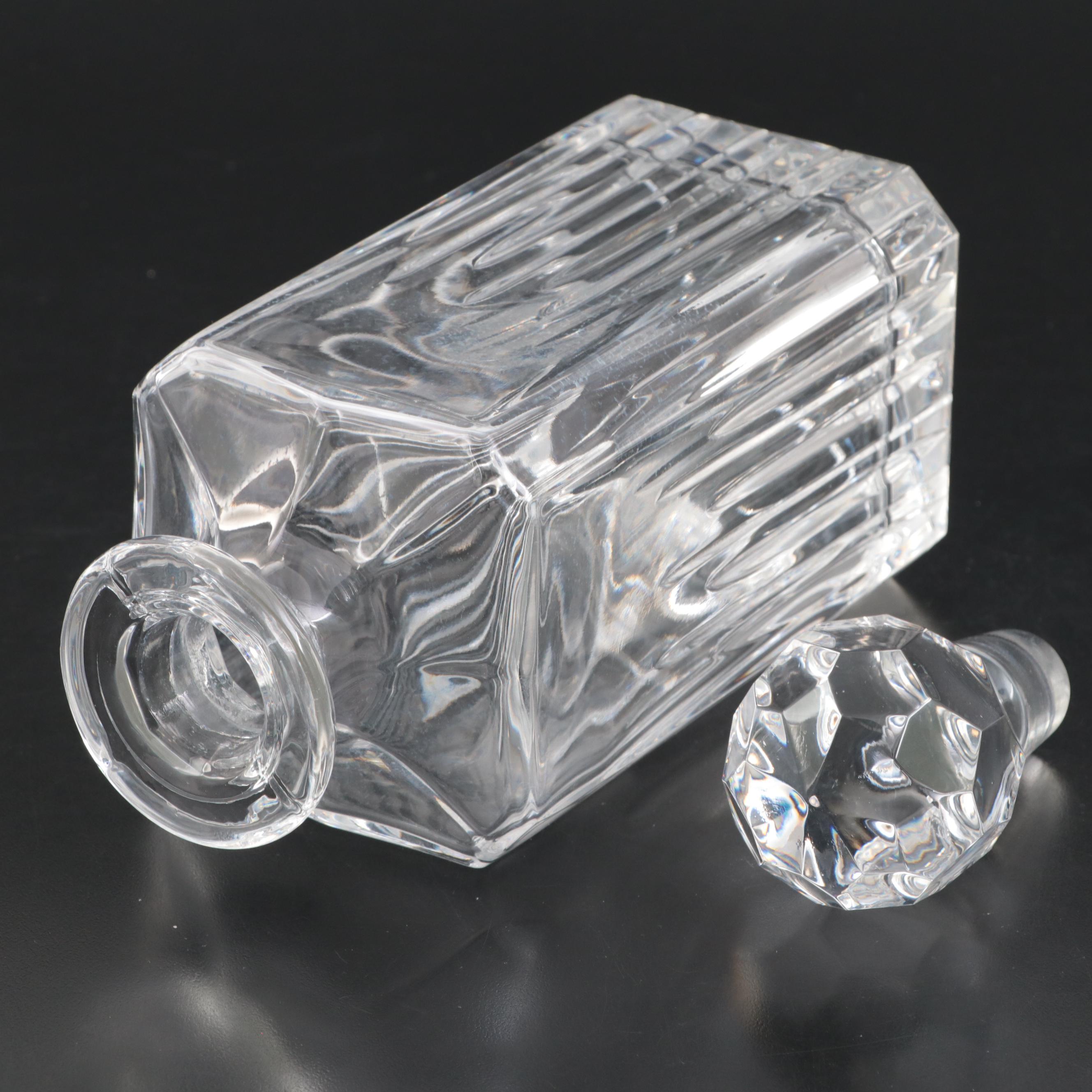 Square Crystal Decanter with Glass Champagne Flute