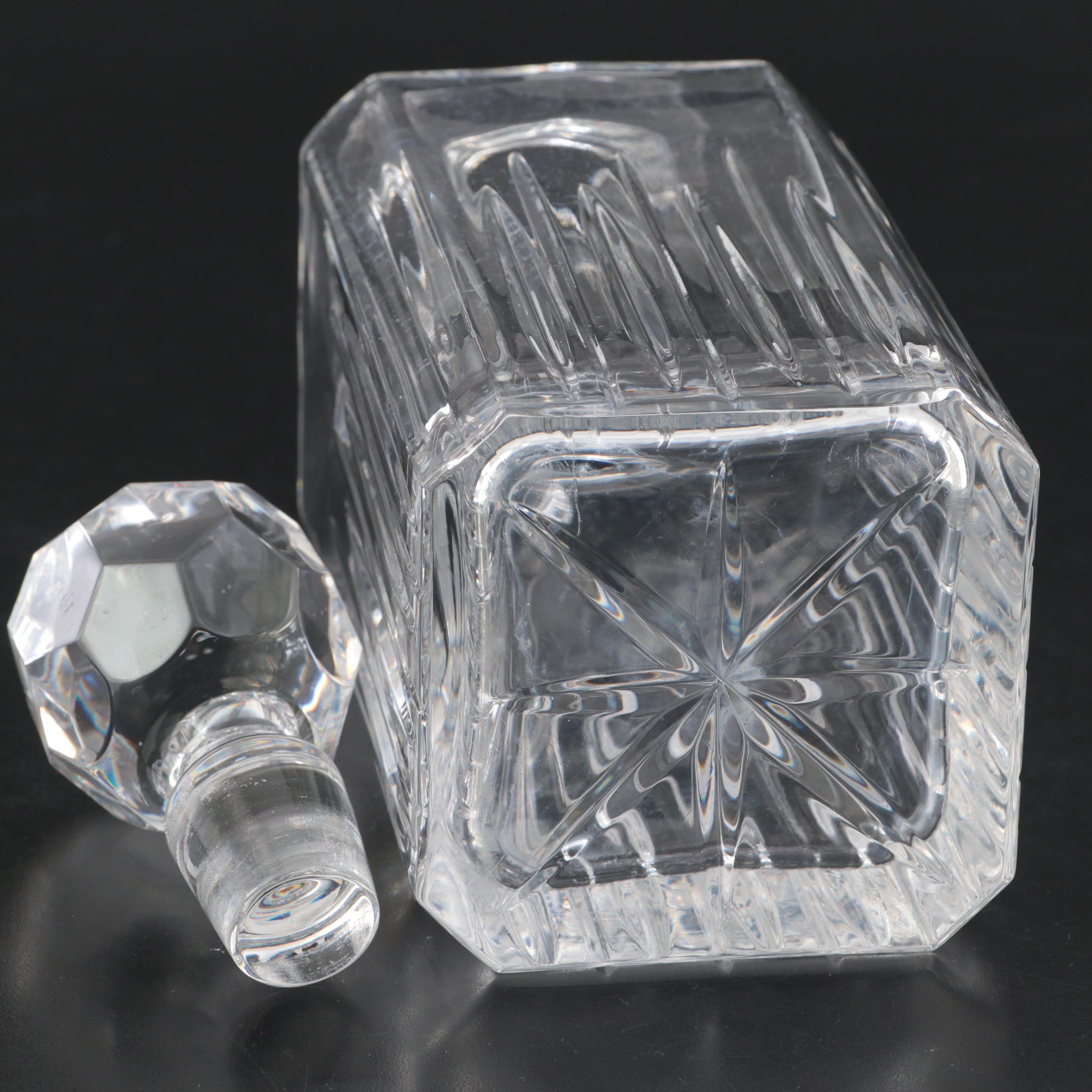 Square Crystal Decanter with Glass Champagne Flute