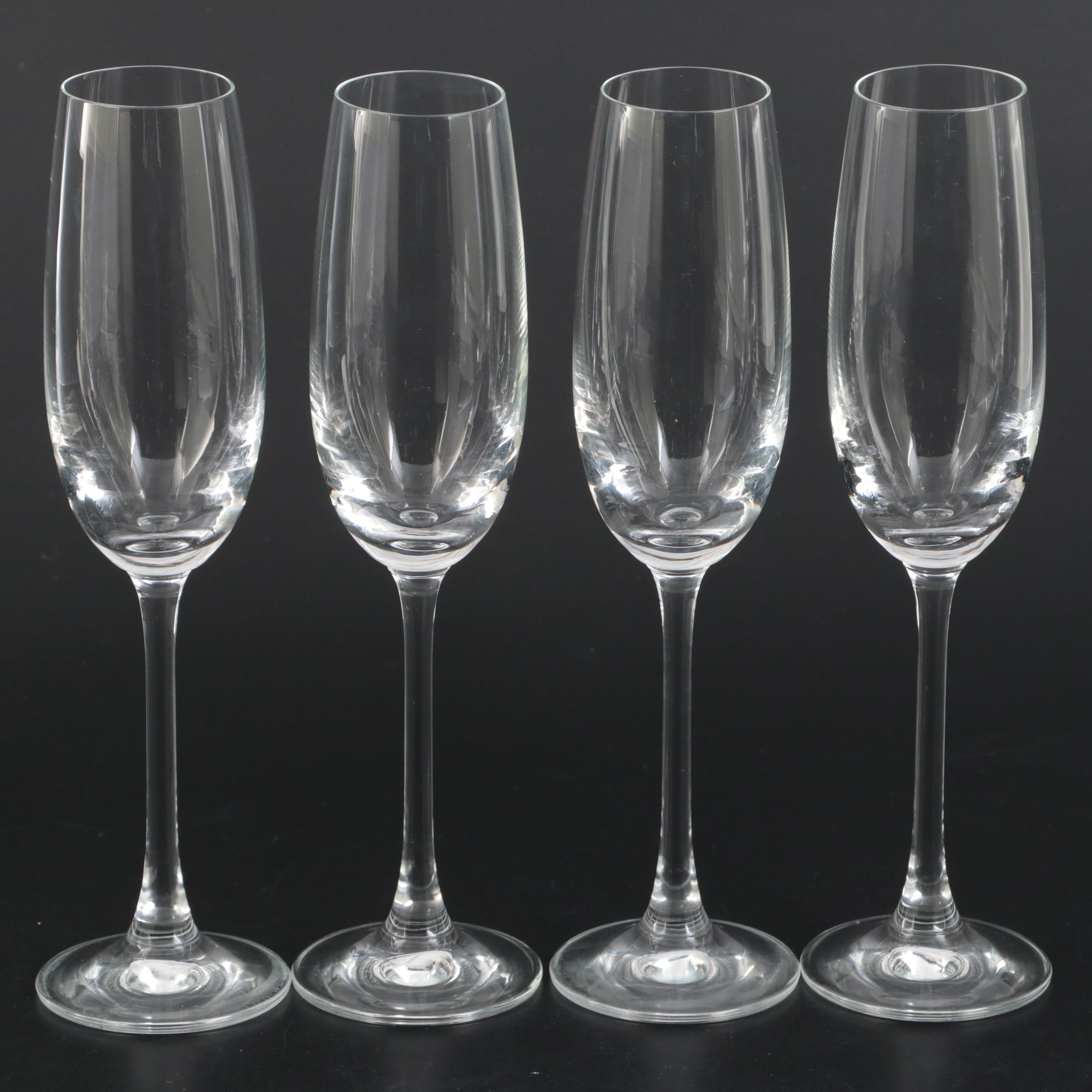 Square Crystal Decanter with Glass Champagne Flute