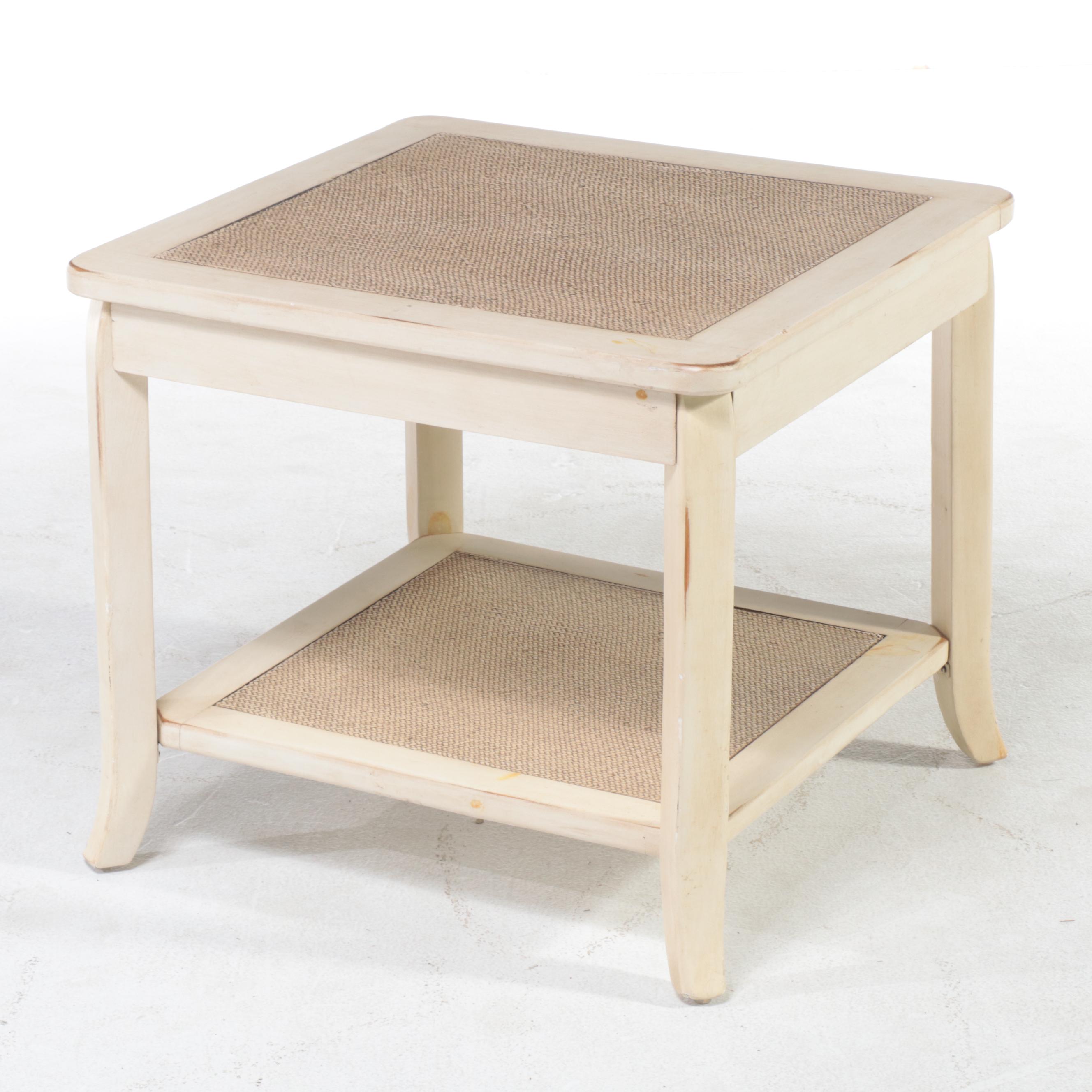 Resin Wicker Armchair Plus Hobby Lobby Caned Four-Drawer Chest and Side Table