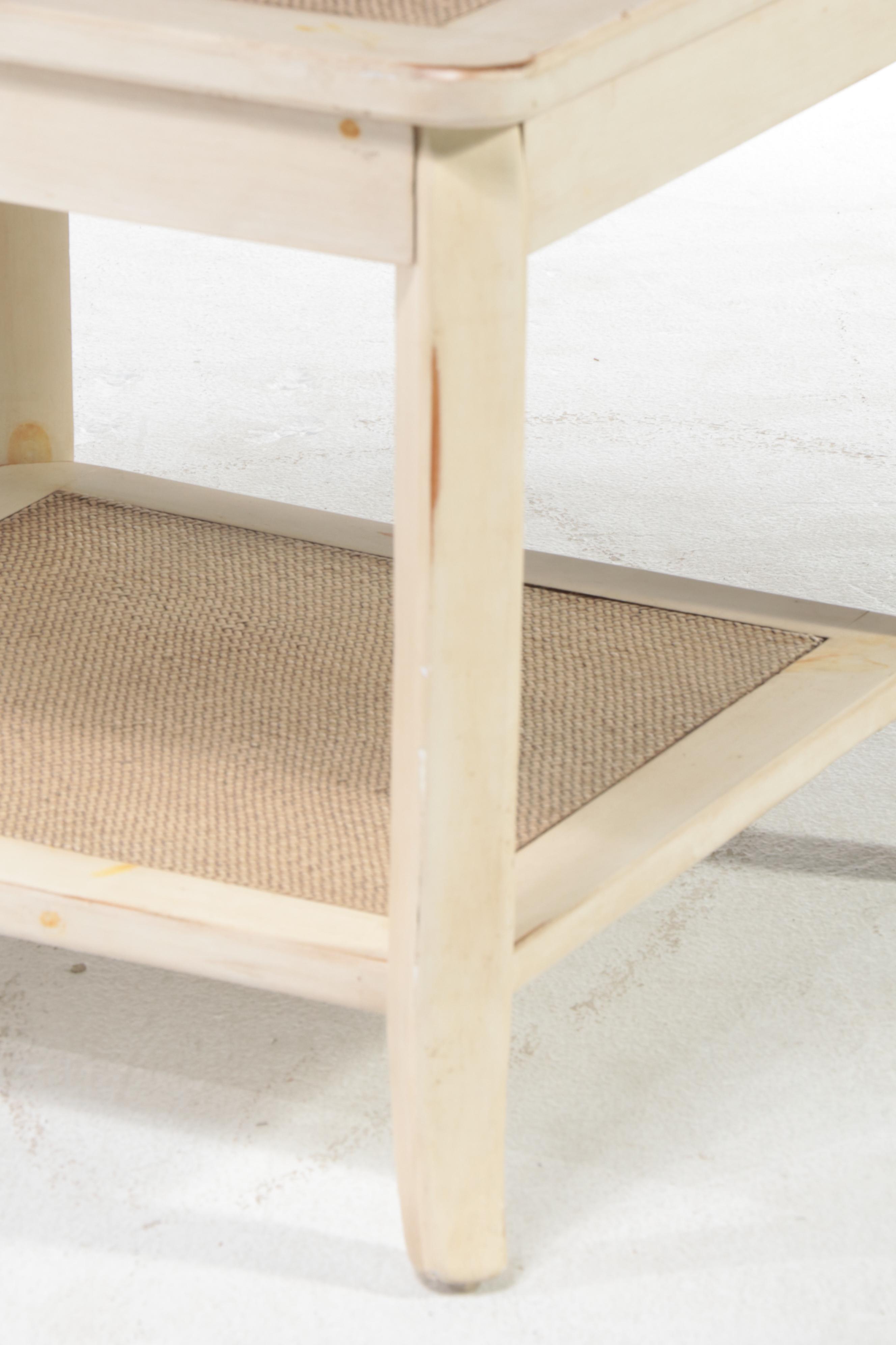 Resin Wicker Armchair Plus Hobby Lobby Caned Four-Drawer Chest and Side Table