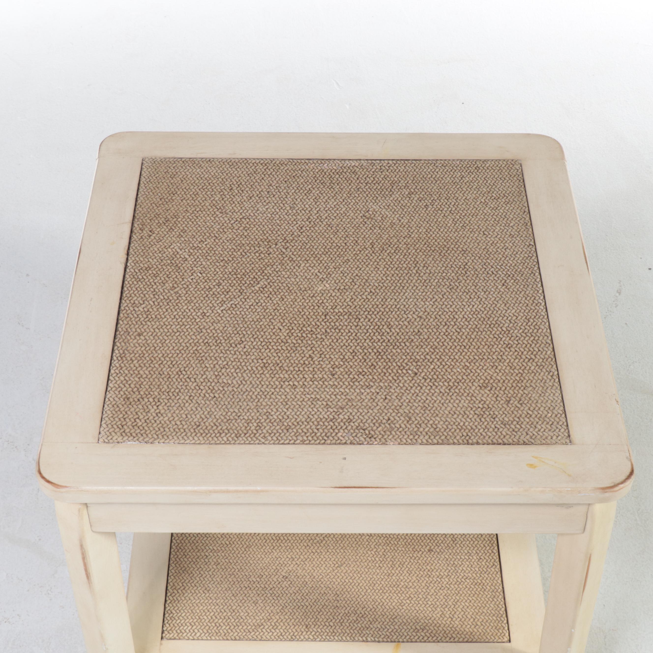 Resin Wicker Armchair Plus Hobby Lobby Caned Four-Drawer Chest and Side Table