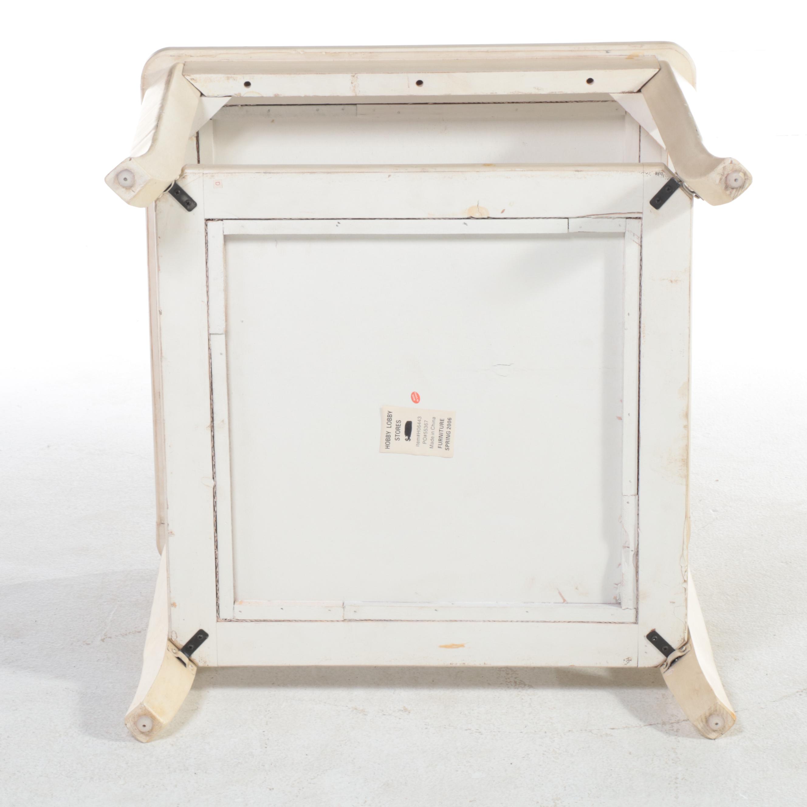 Resin Wicker Armchair Plus Hobby Lobby Caned Four-Drawer Chest and Side Table