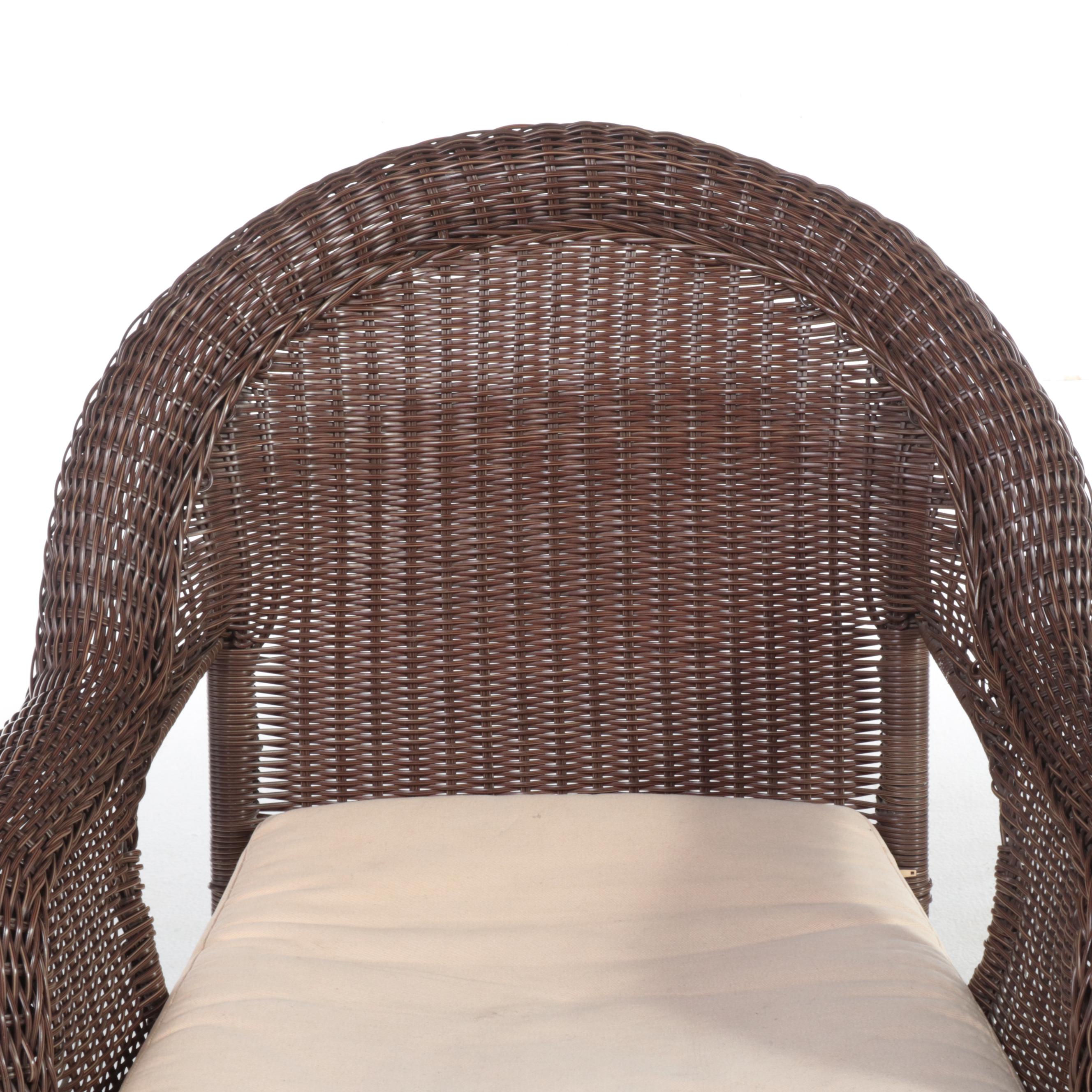 Resin Wicker Armchair Plus Hobby Lobby Caned Four-Drawer Chest and Side Table