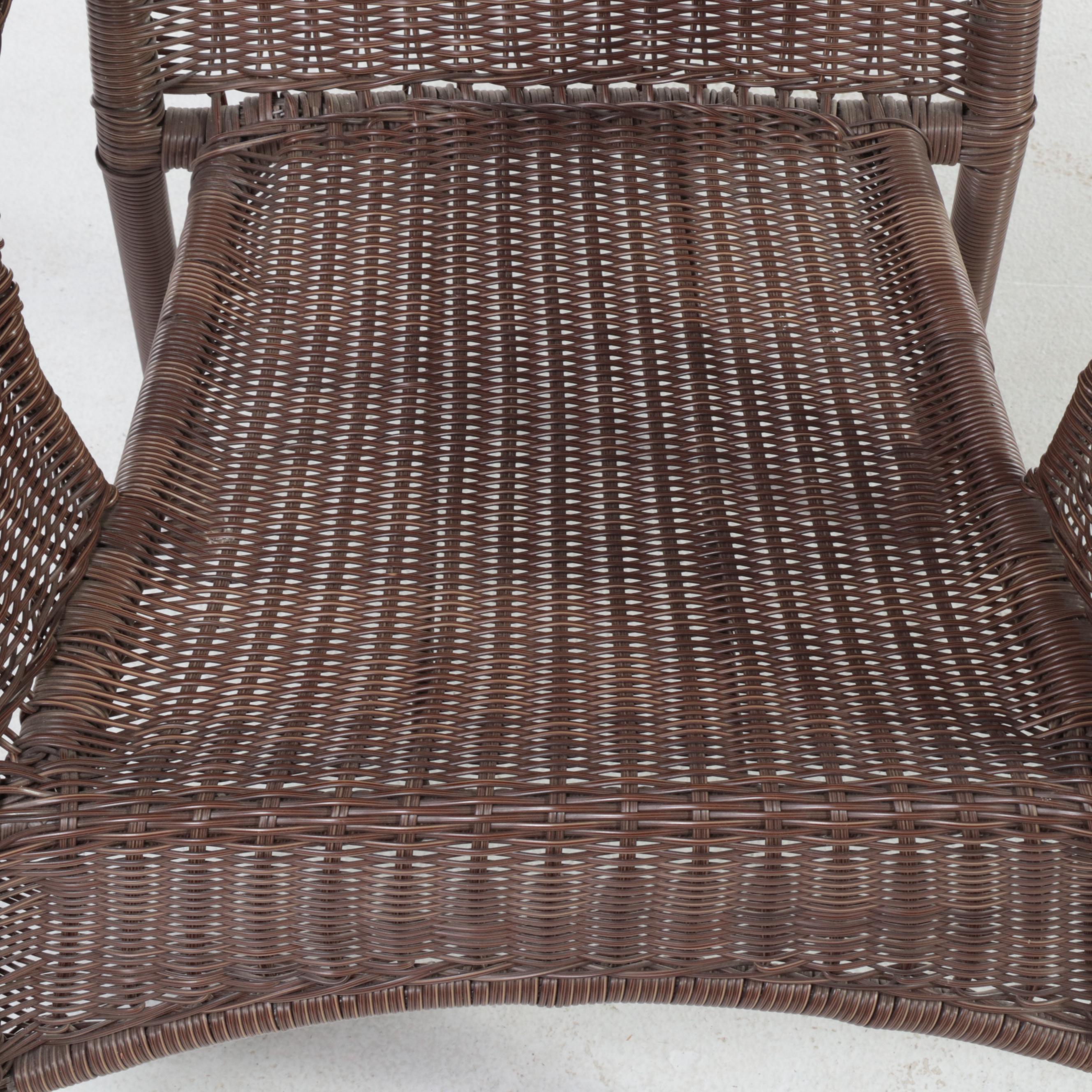 Resin Wicker Armchair Plus Hobby Lobby Caned Four-Drawer Chest and Side Table