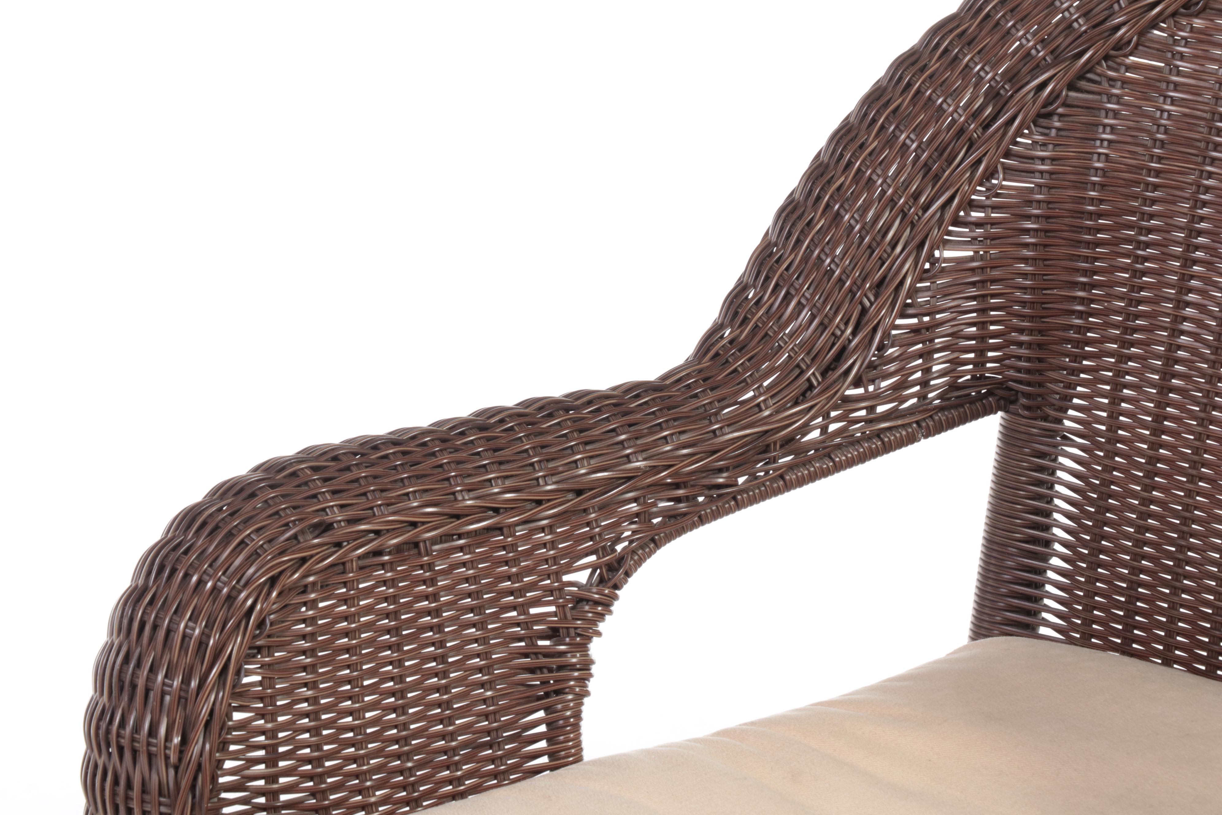 Resin Wicker Armchair Plus Hobby Lobby Caned Four-Drawer Chest and Side Table