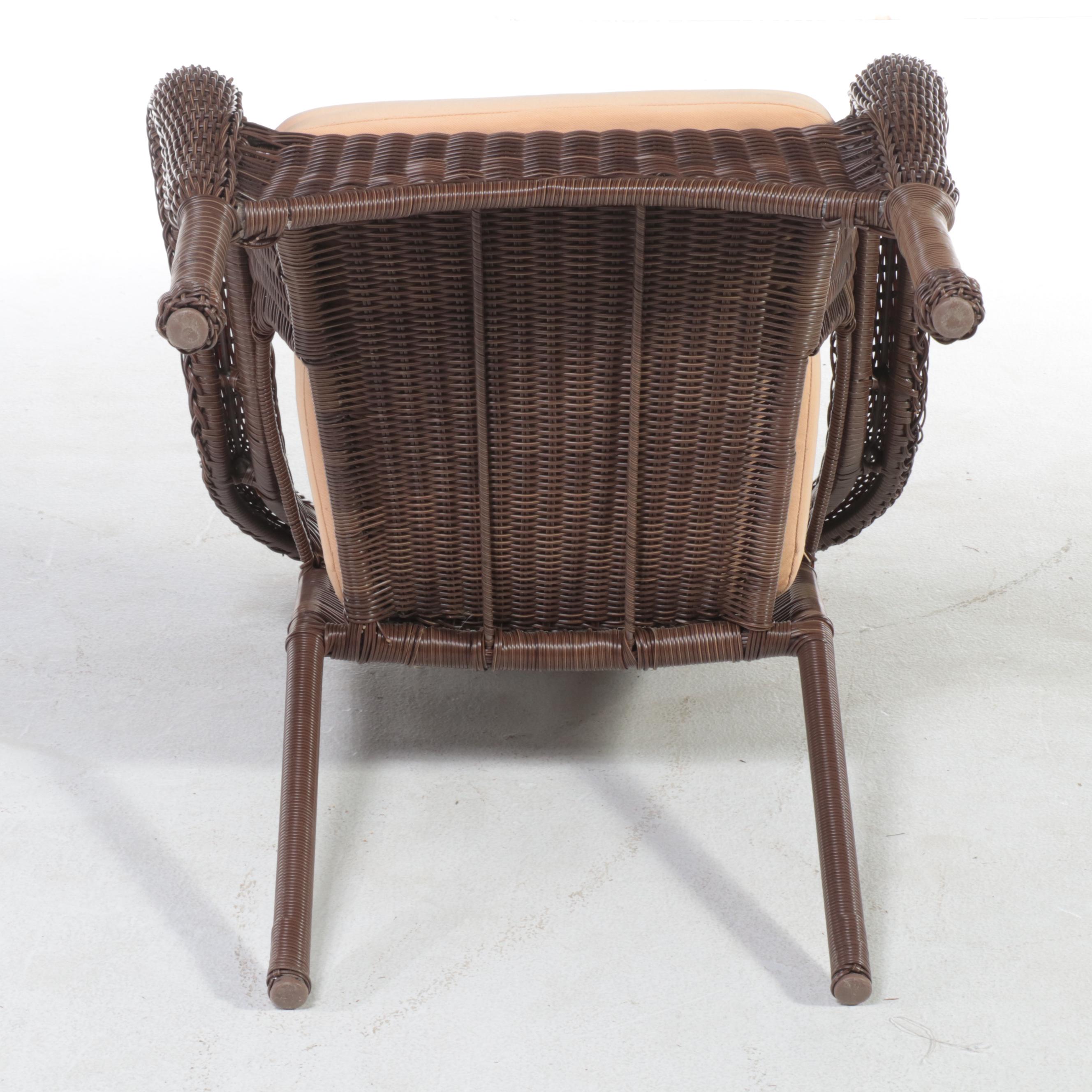 Resin Wicker Armchair Plus Hobby Lobby Caned Four-Drawer Chest and Side Table