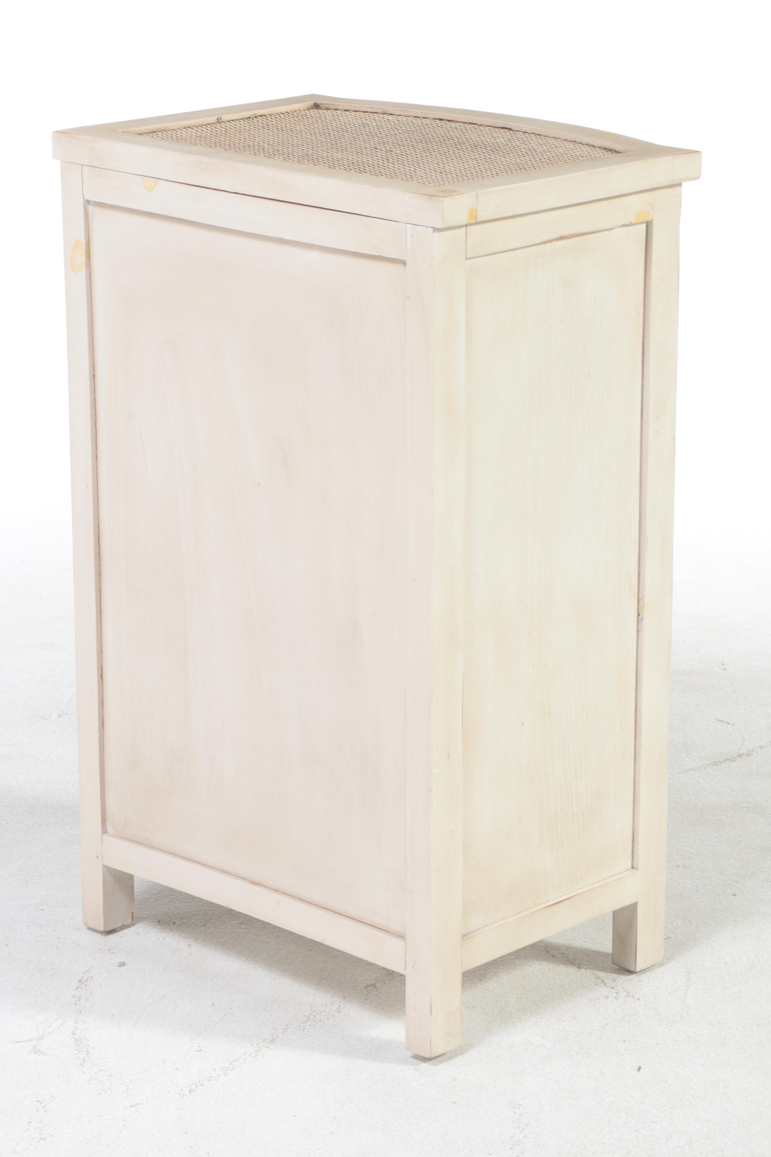 Resin Wicker Armchair Plus Hobby Lobby Caned Four-Drawer Chest and Side Table