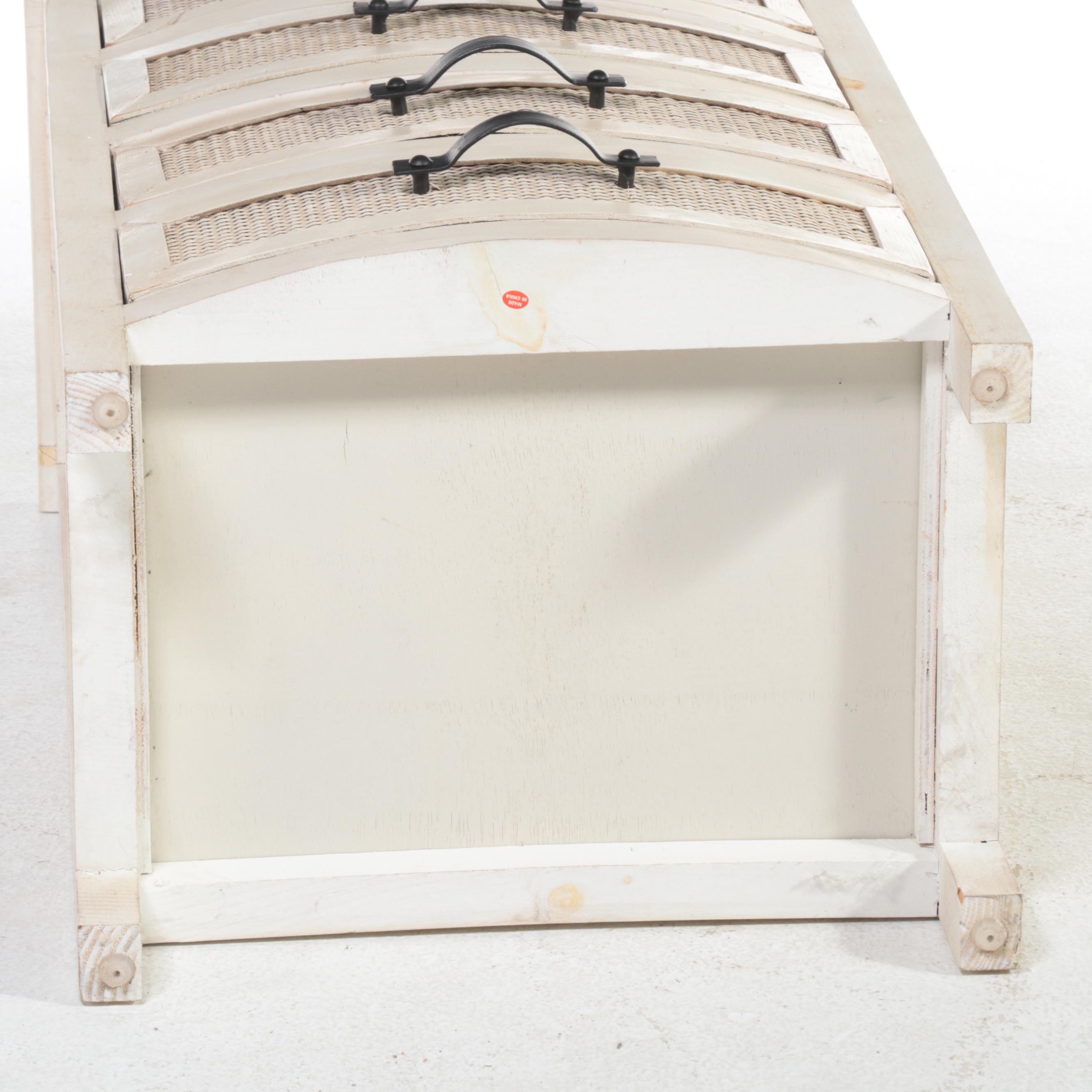 Resin Wicker Armchair Plus Hobby Lobby Caned Four-Drawer Chest and Side Table