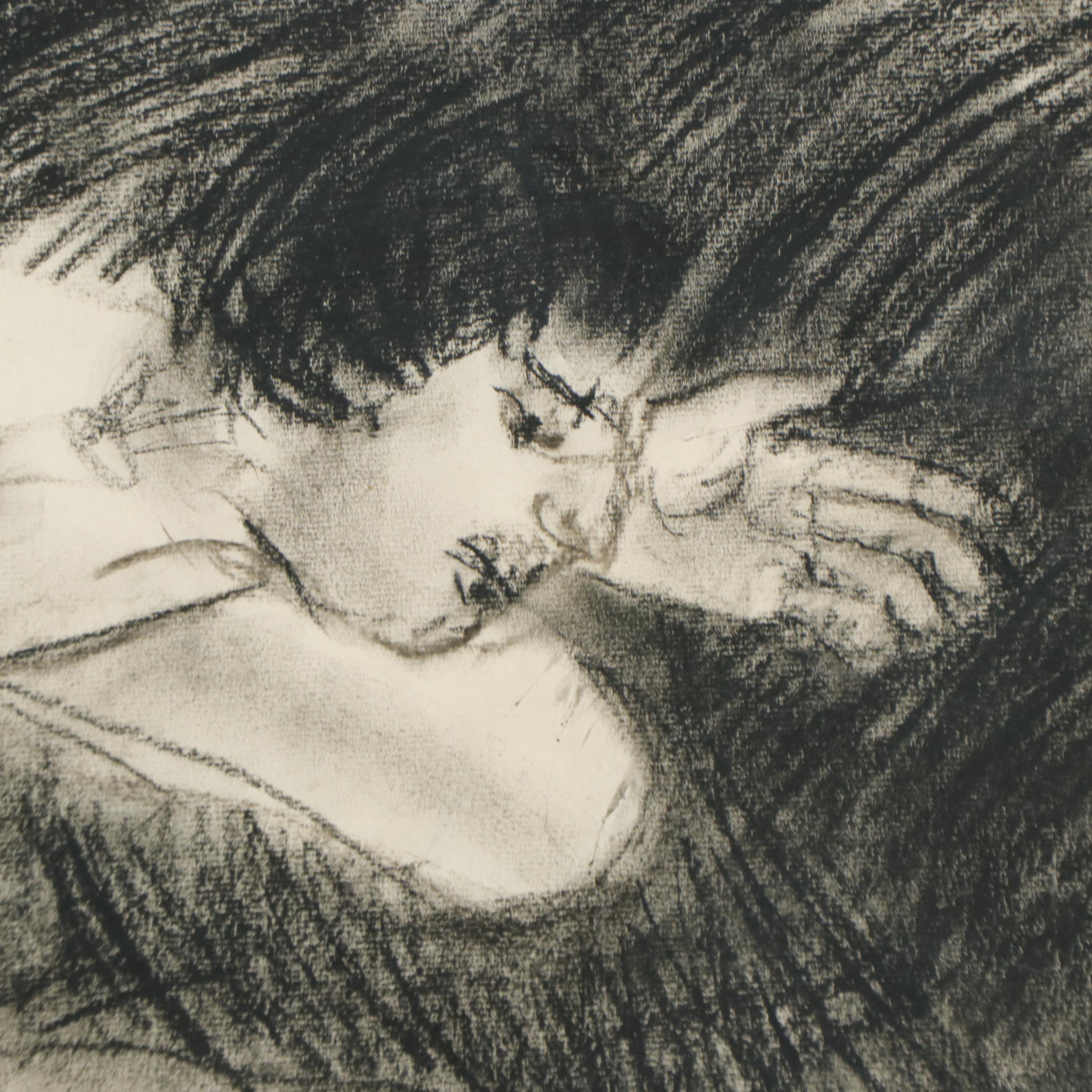 Gary Ross Charcoal Drawing of Two Nude Figures