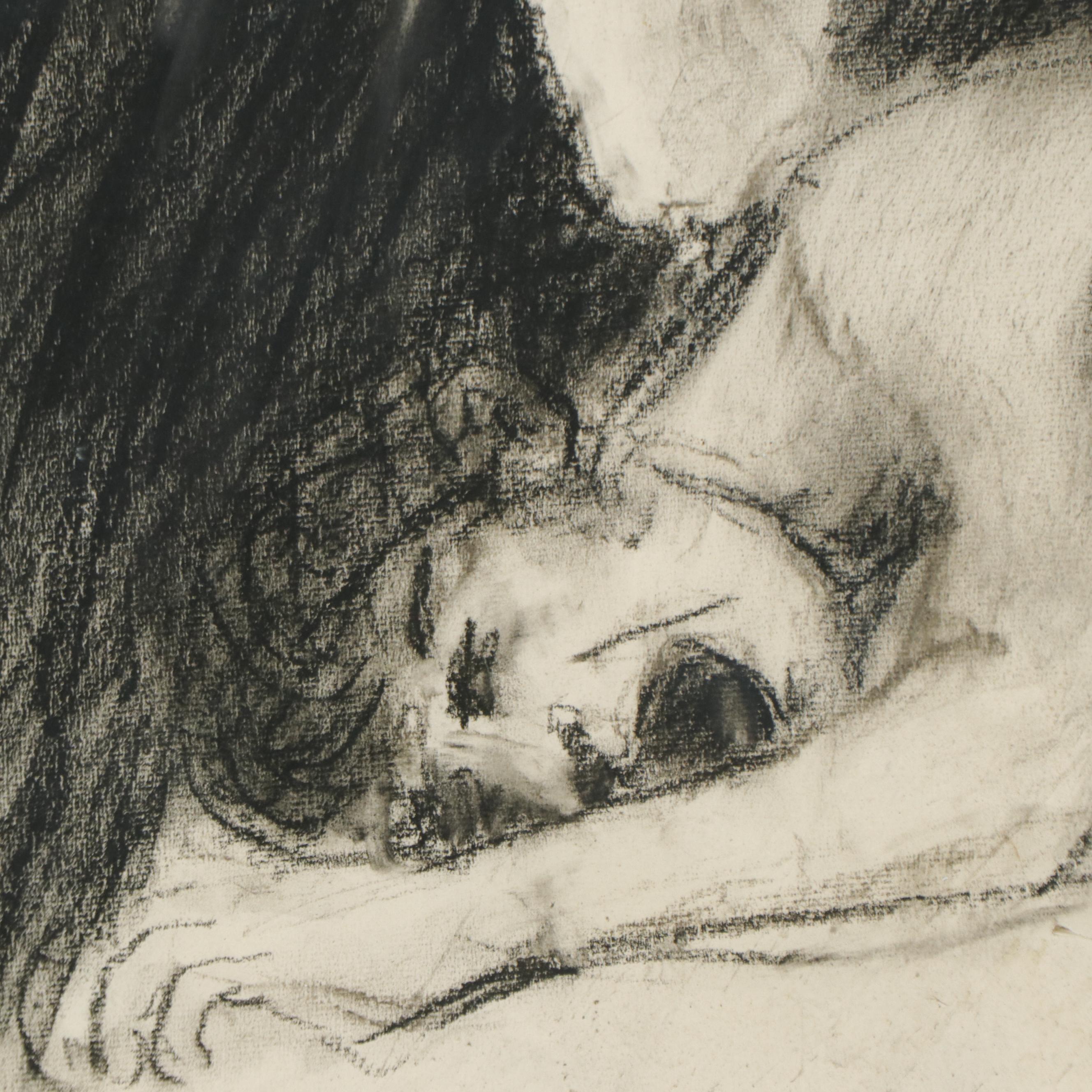 Gary Ross Charcoal Drawing of Two Nude Figures