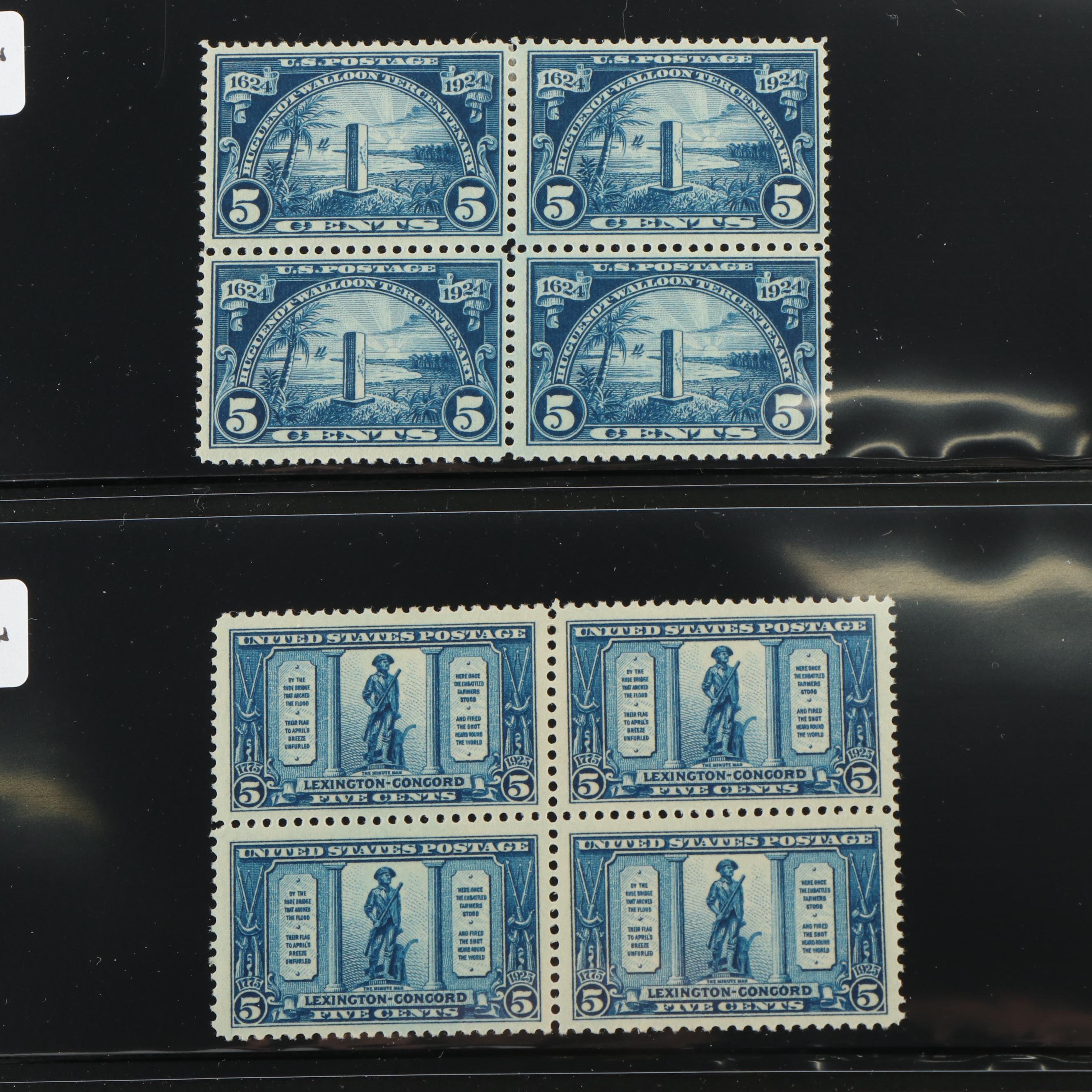 Sixteen Early U.S. Postage Stamp Plate Blocks