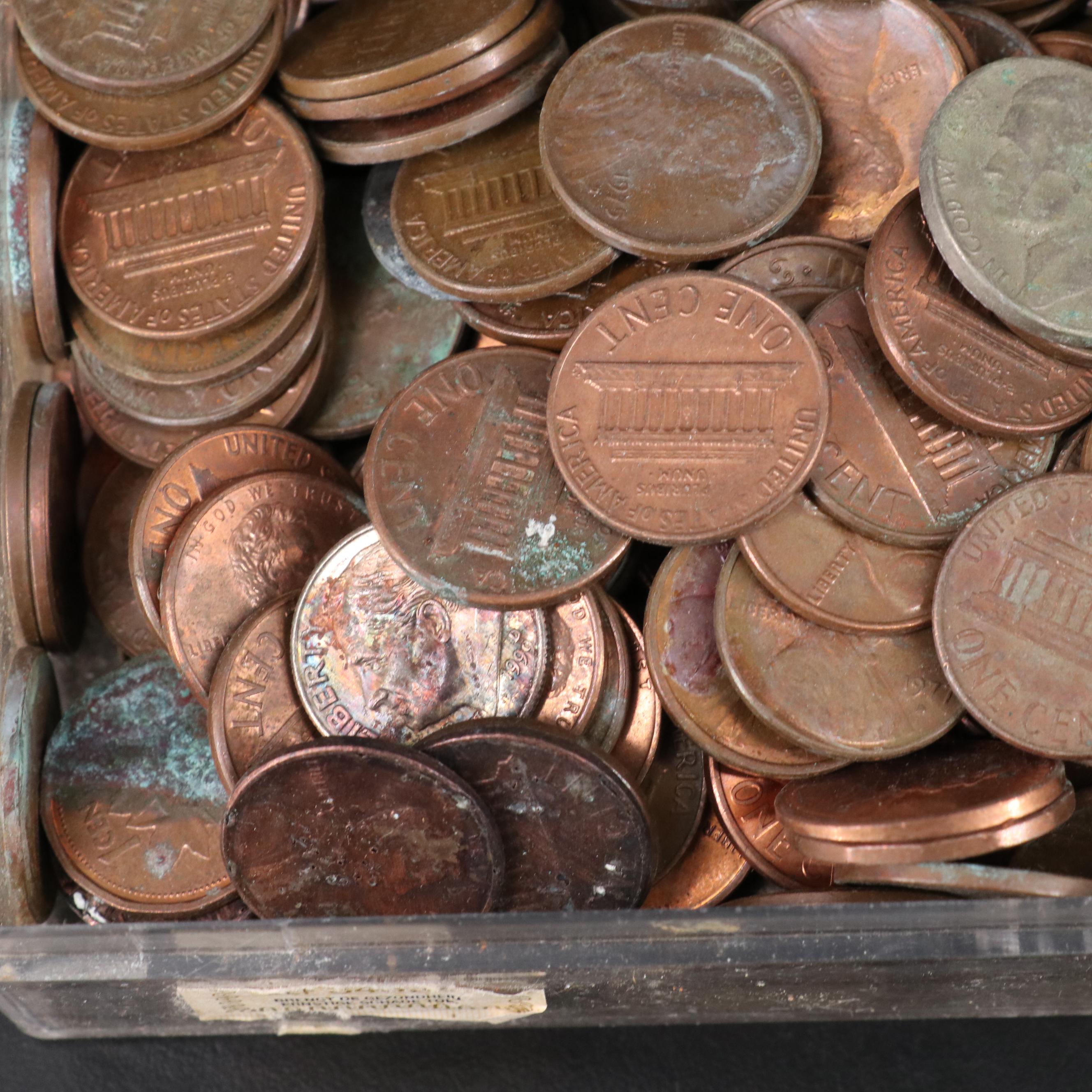 Group of U.S. Cents, Nickels, and Dimes, Including 16 BU Rolls of Lincoln Cents