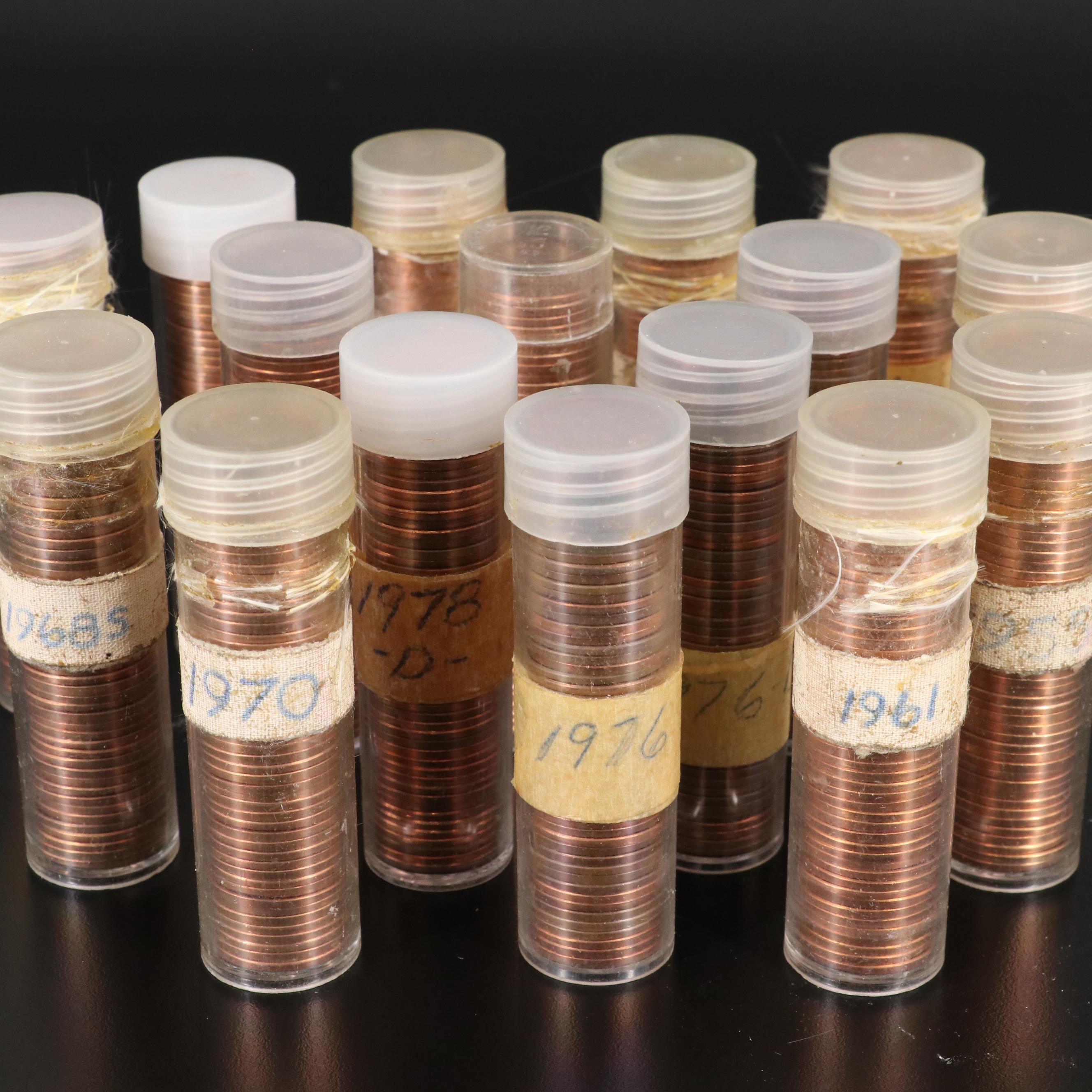 Group of U.S. Cents, Nickels, and Dimes, Including 16 BU Rolls of Lincoln Cents