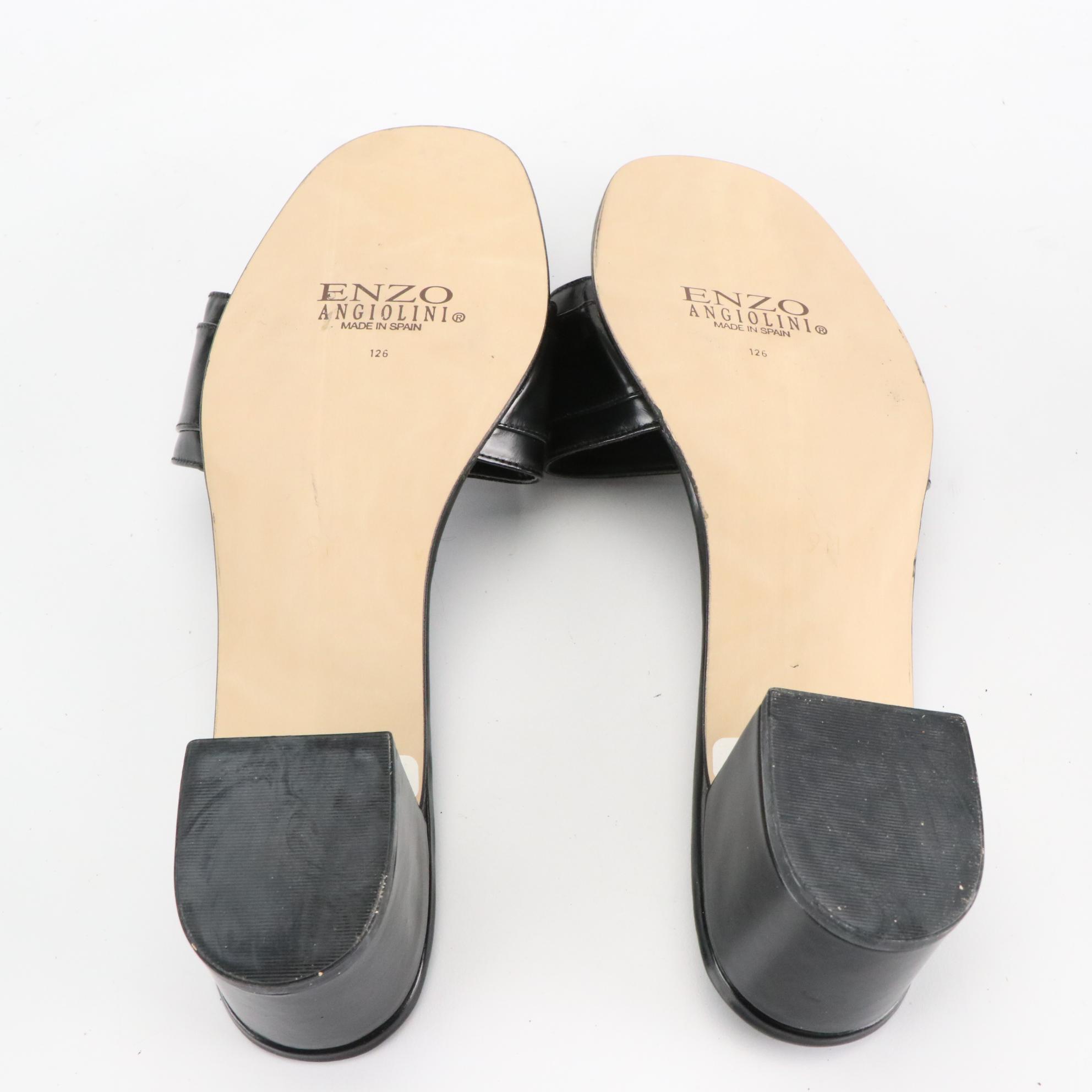 Enzo Angiolini Leather Buckle Sandals and Floral Ankle Strap Heels