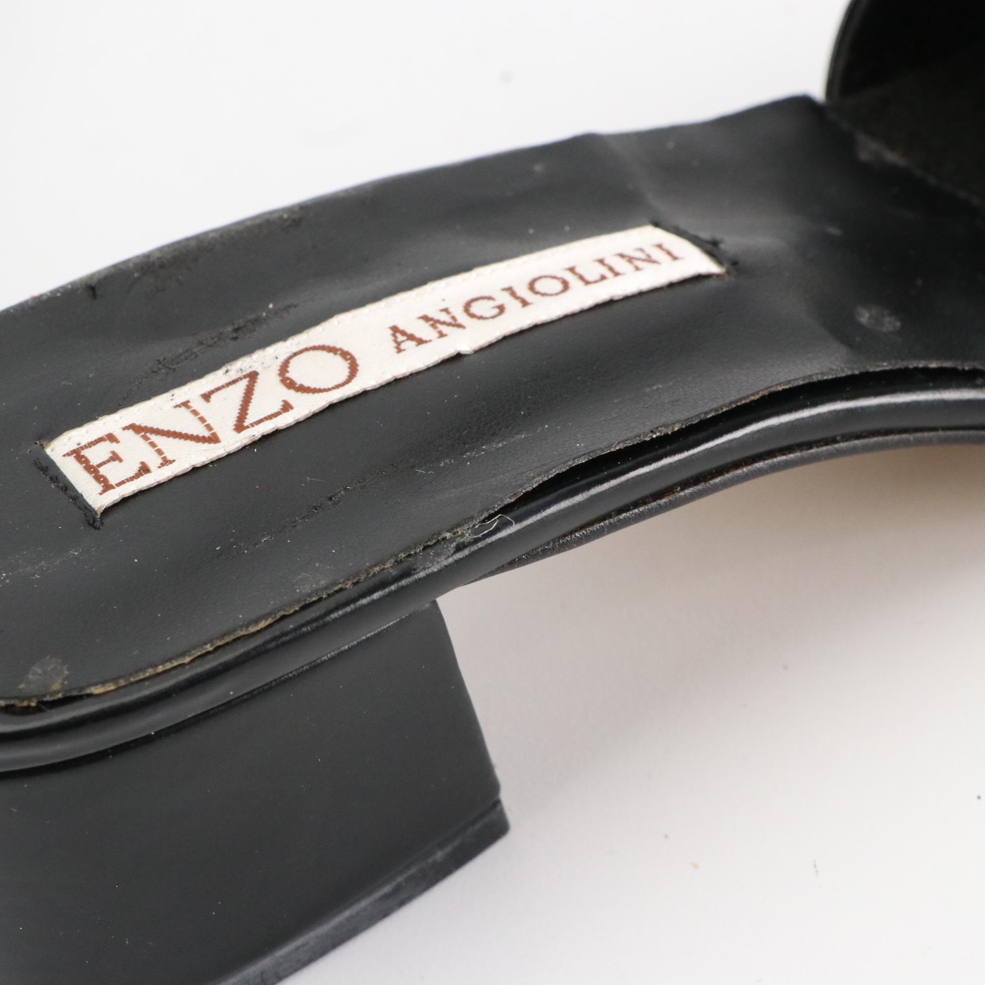 Enzo Angiolini Leather Buckle Sandals and Floral Ankle Strap Heels