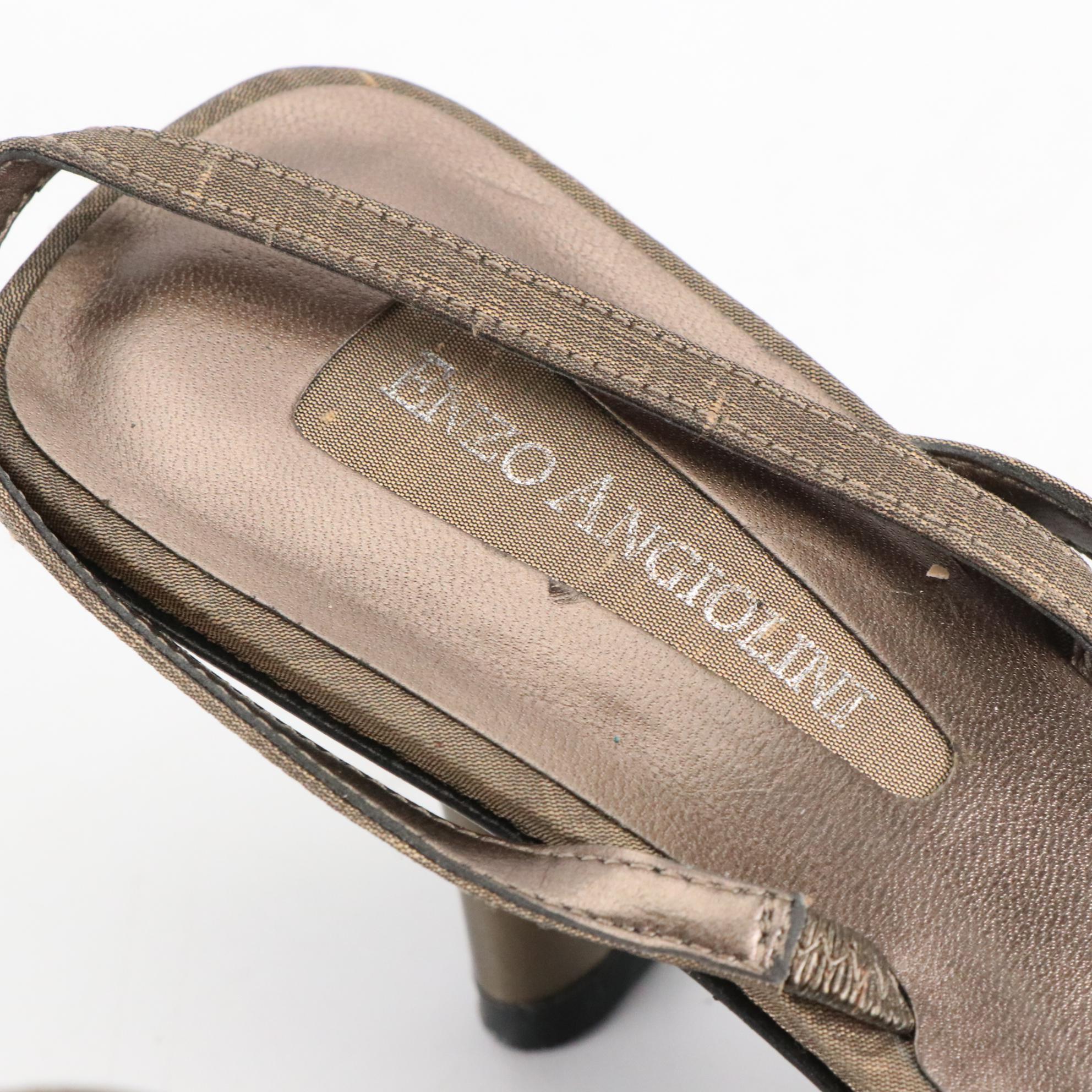 Enzo Angiolini Leather Buckle Sandals and Floral Ankle Strap Heels