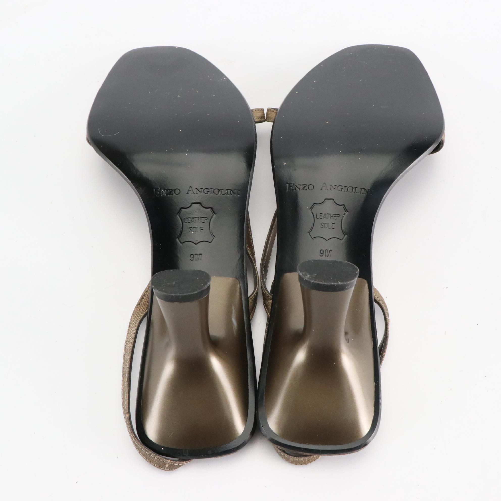 Enzo Angiolini Leather Buckle Sandals and Floral Ankle Strap Heels