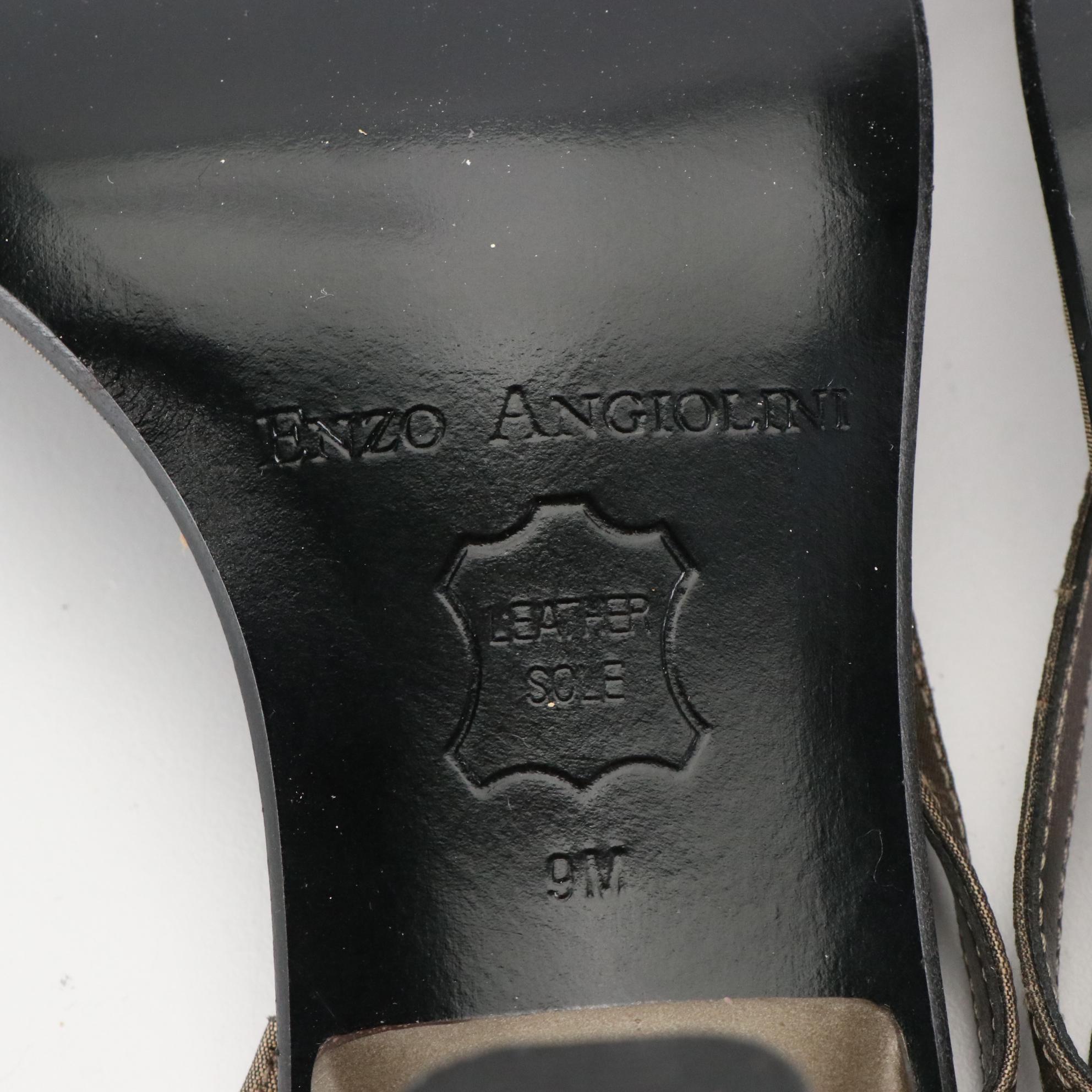 Enzo Angiolini Leather Buckle Sandals and Floral Ankle Strap Heels