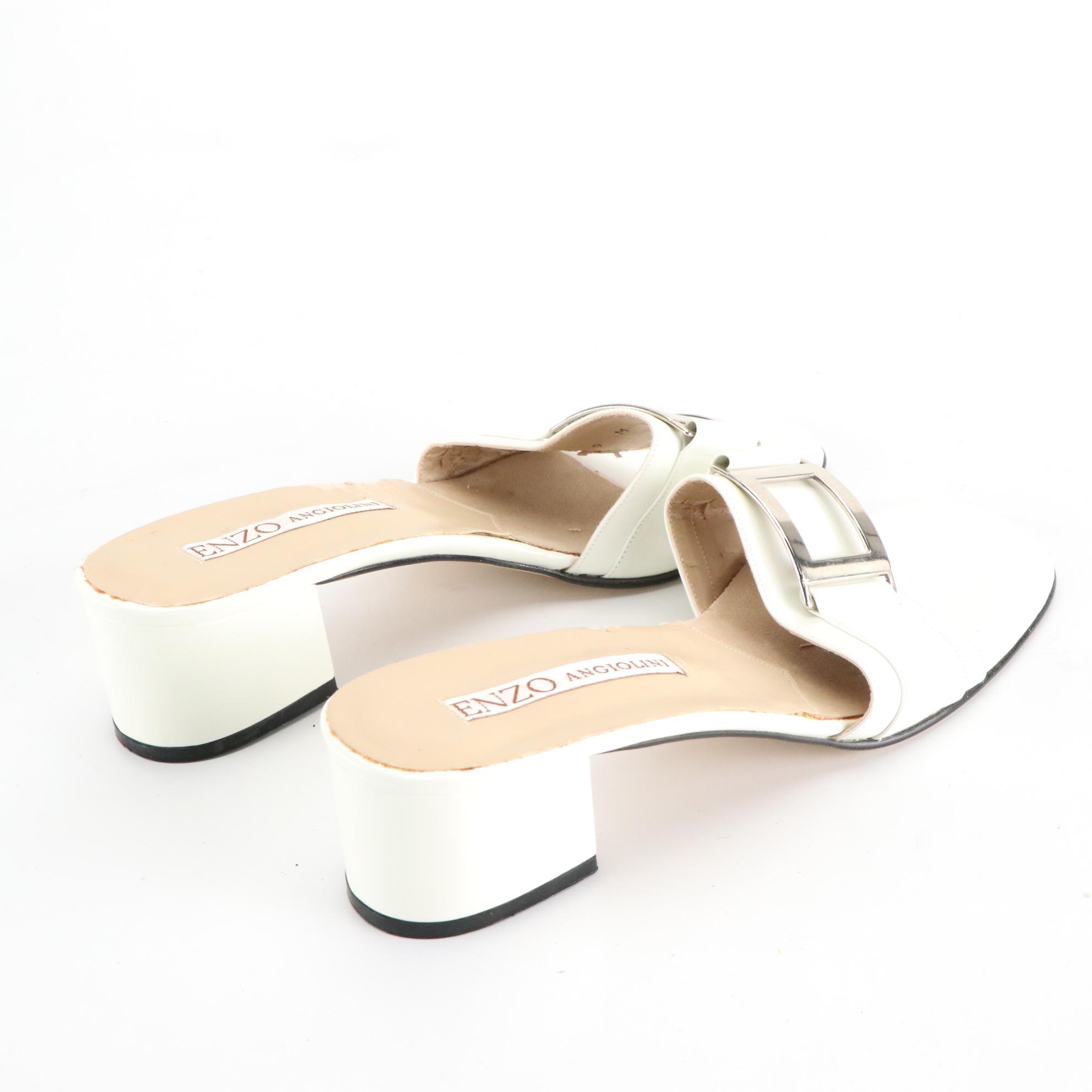 Enzo Angiolini Leather Buckle Sandals and Floral Ankle Strap Heels