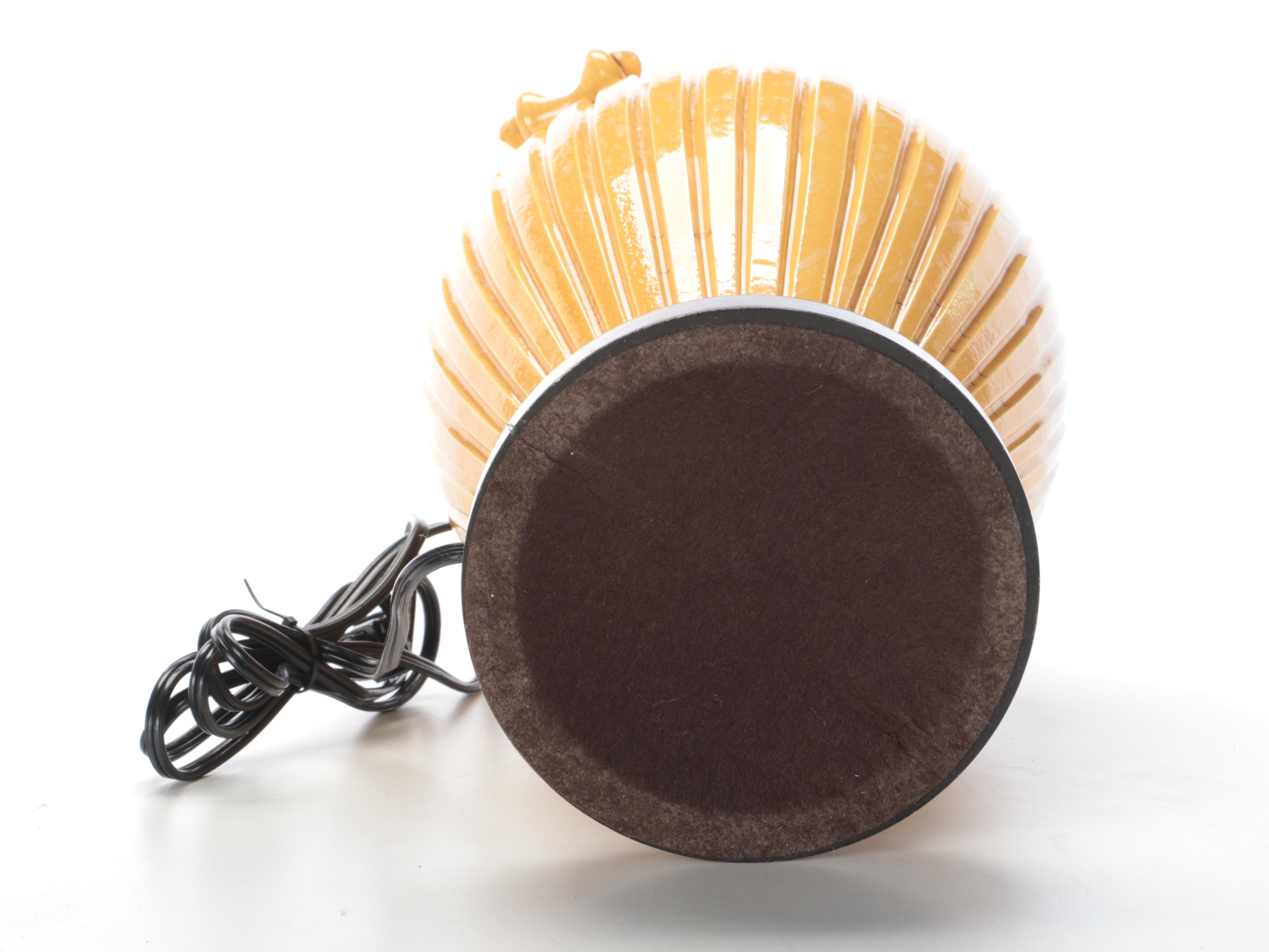 Wildwood Yellow Ribbed Ceramic Urn Table Lamp, Late 20th Century