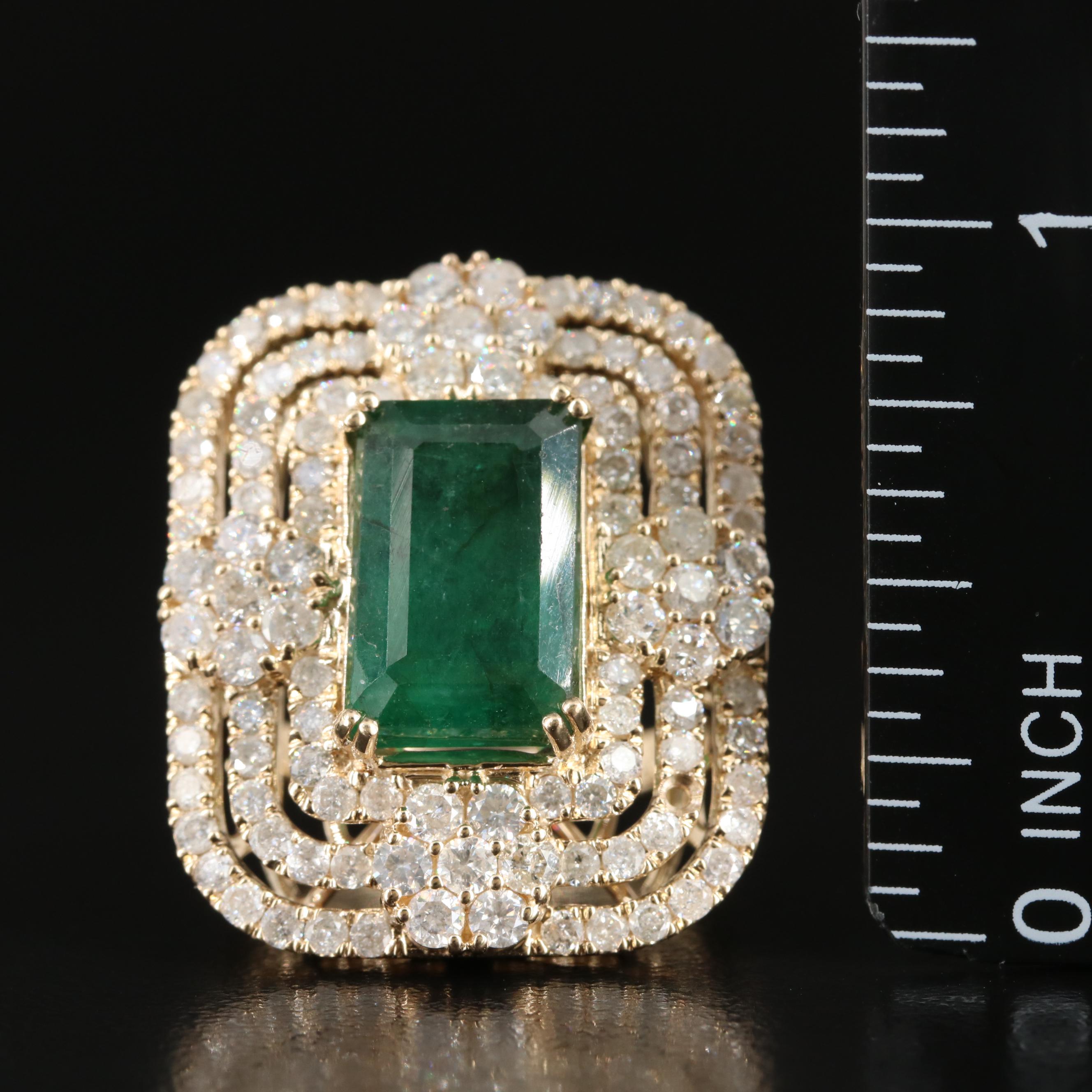 Ellanza 14K 6.17 CT Emerald and 2.28 CTW Diamond Ring