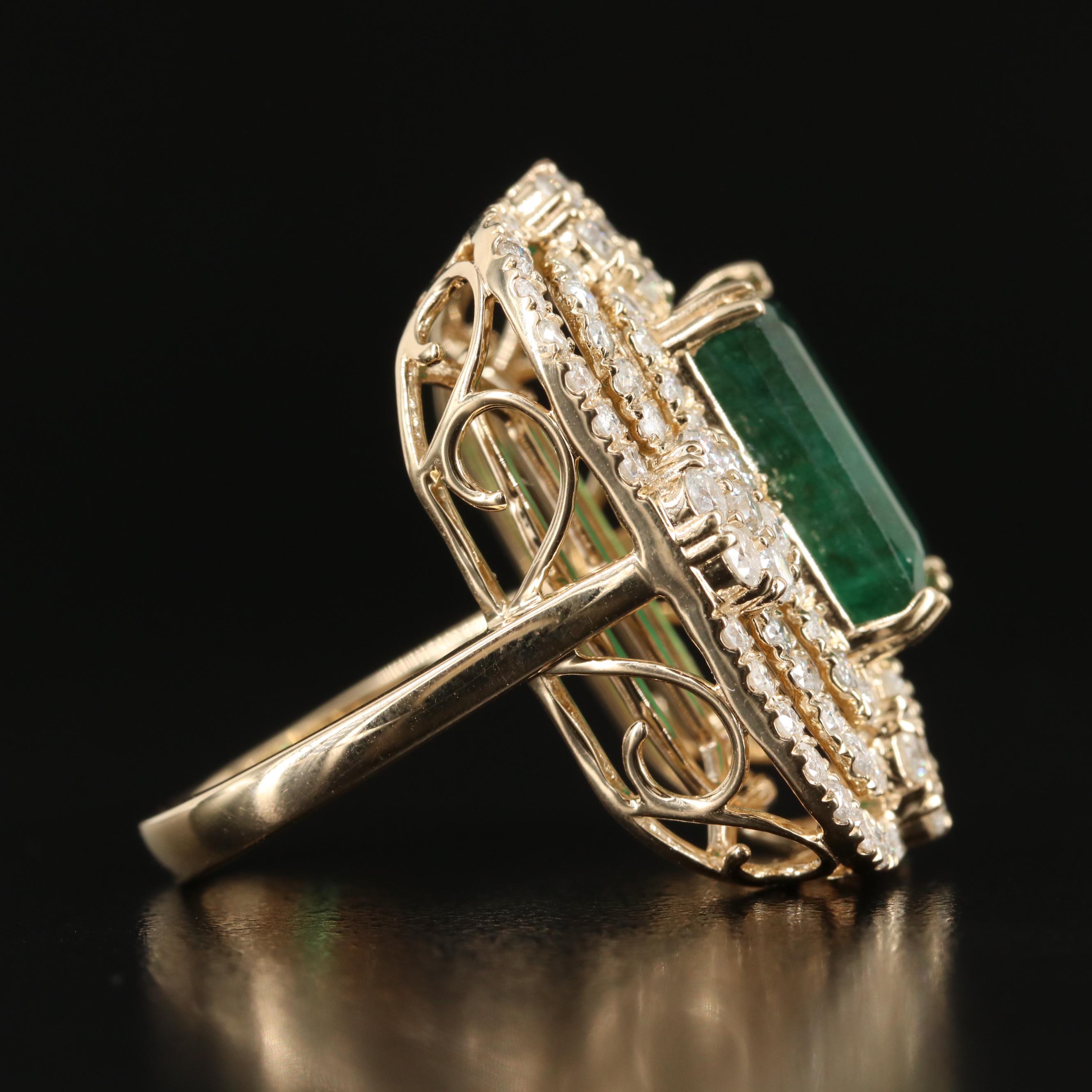Ellanza 14K 6.17 CT Emerald and 2.28 CTW Diamond Ring
