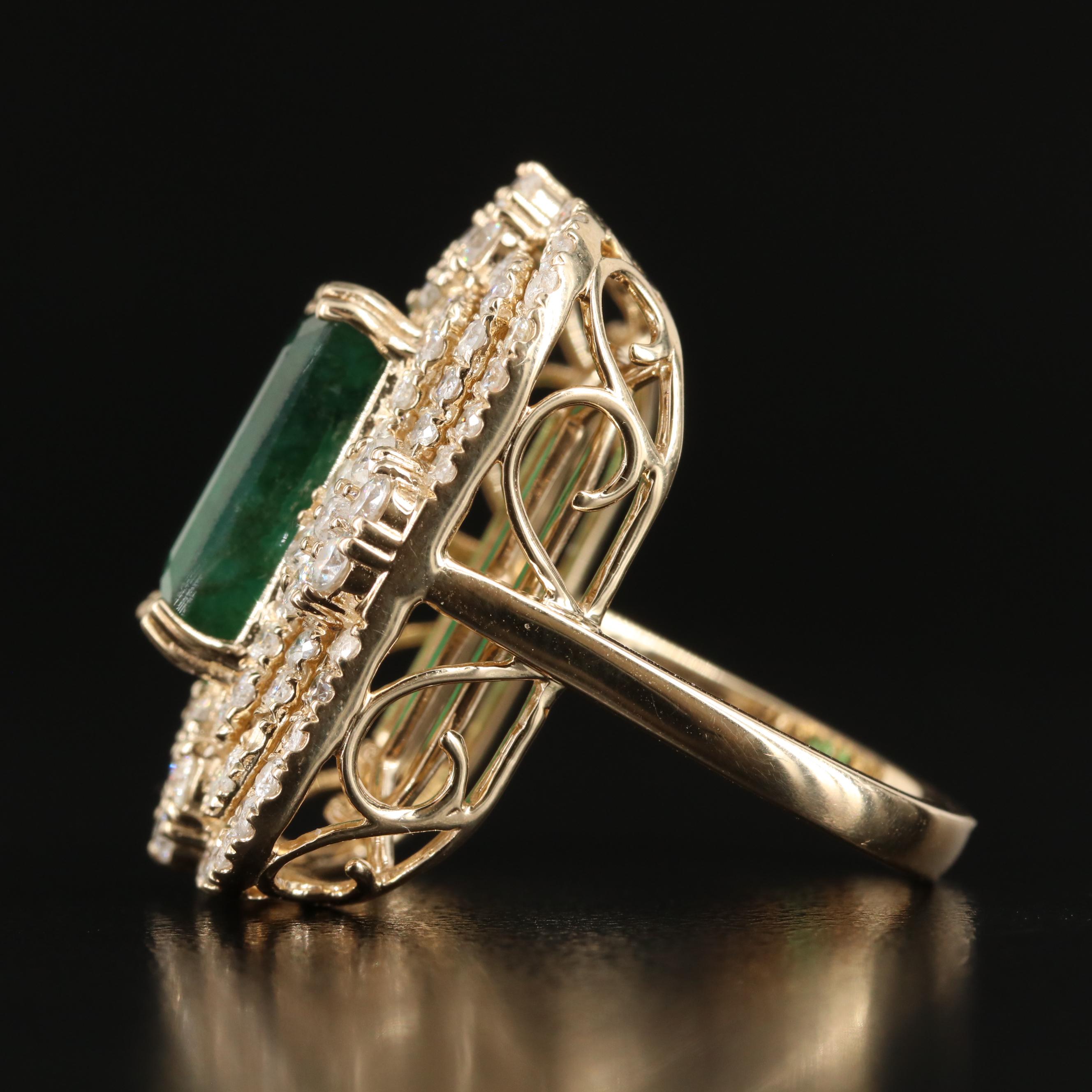 Ellanza 14K 6.17 CT Emerald and 2.28 CTW Diamond Ring
