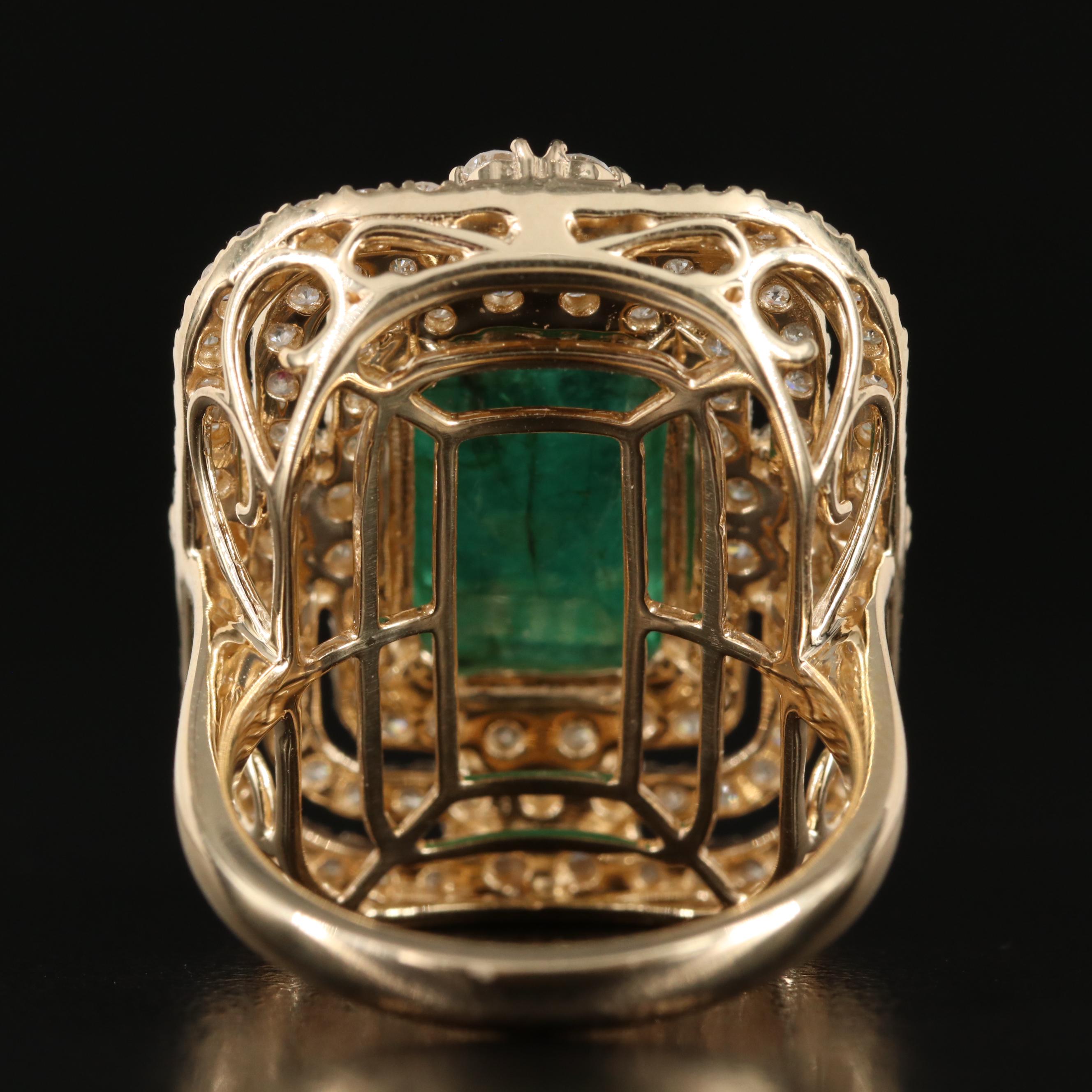 Ellanza 14K 6.17 CT Emerald and 2.28 CTW Diamond Ring