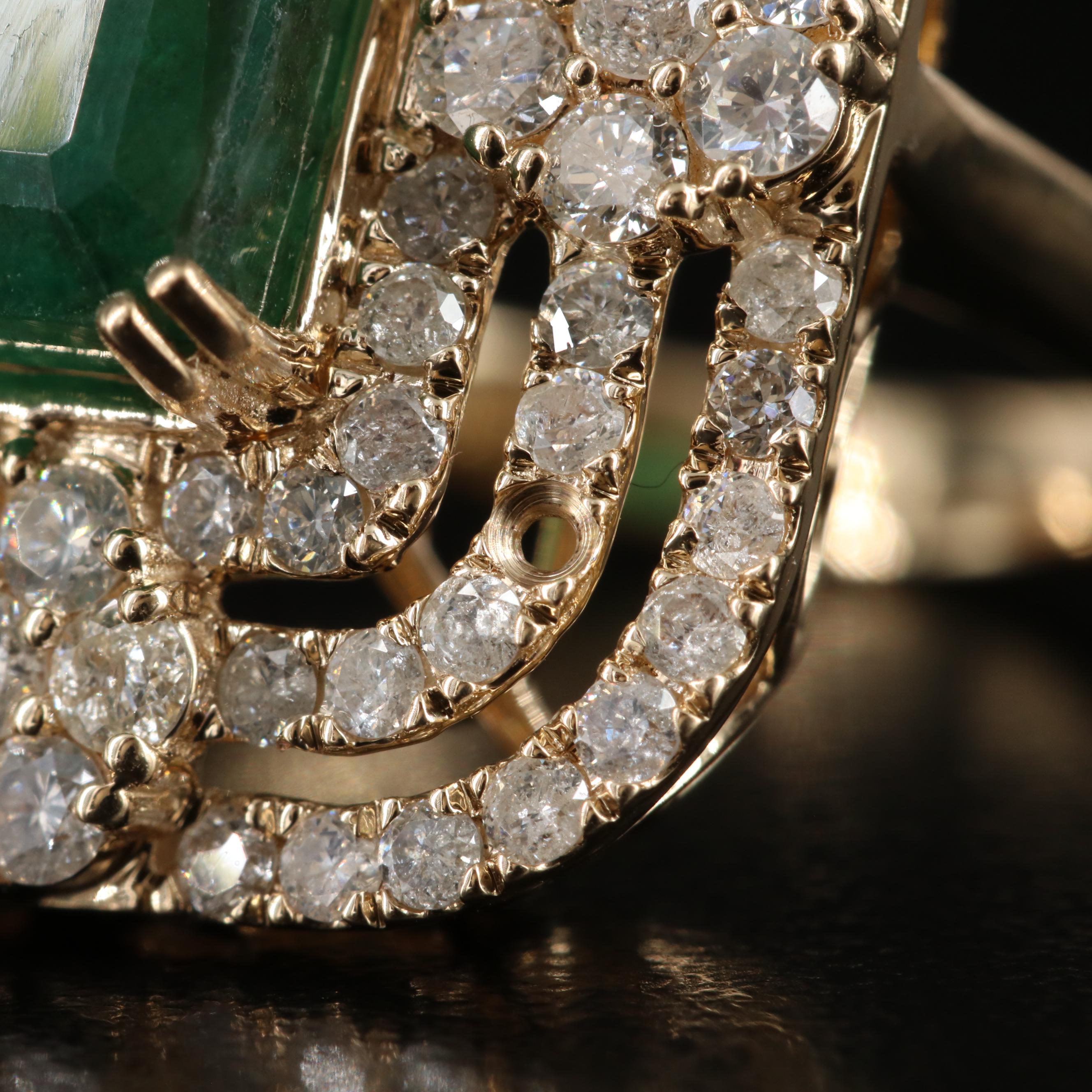 Ellanza 14K 6.17 CT Emerald and 2.28 CTW Diamond Ring