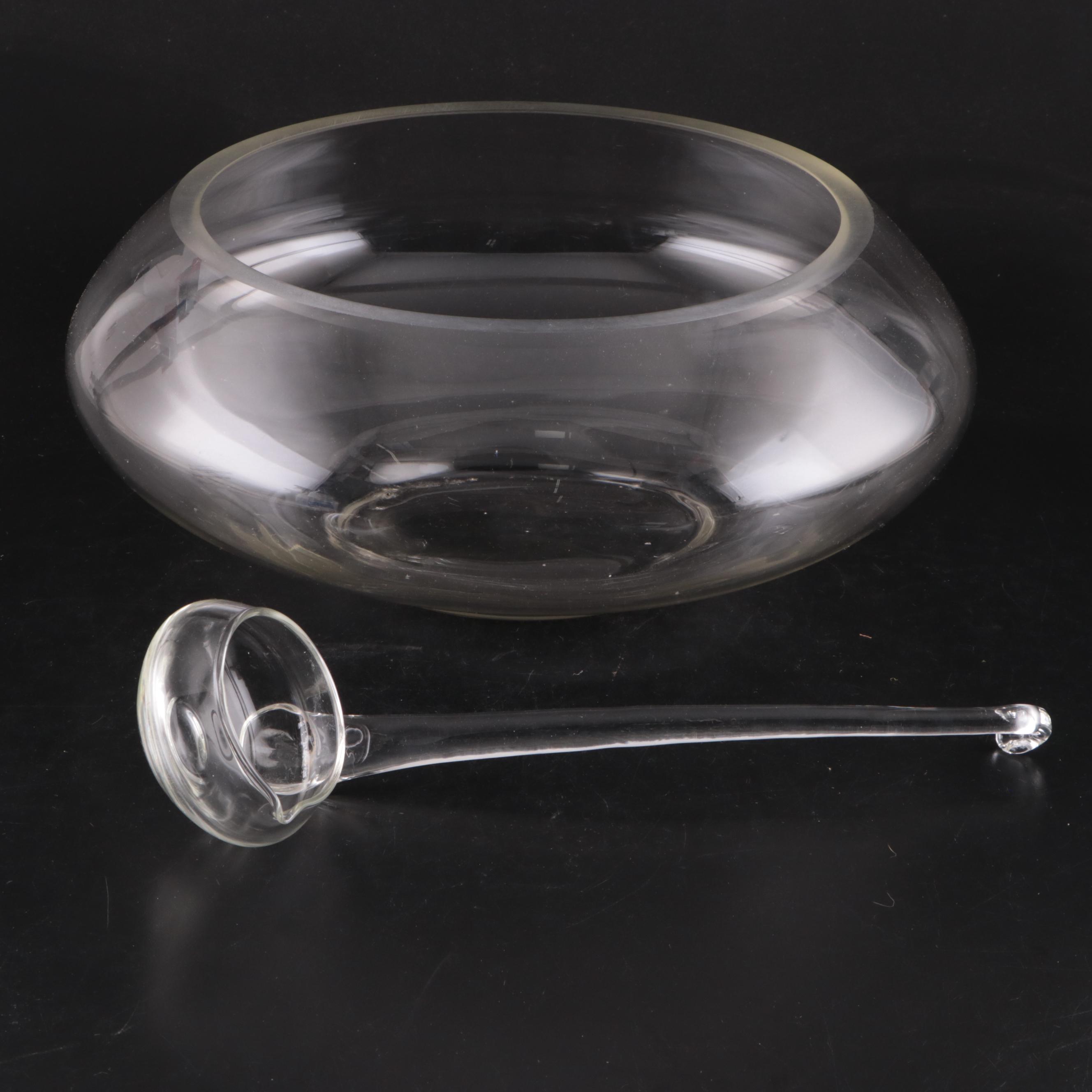 RiekesCrisa "Moderno" Glass Punch Bowl, Cups and Ladle EBTH