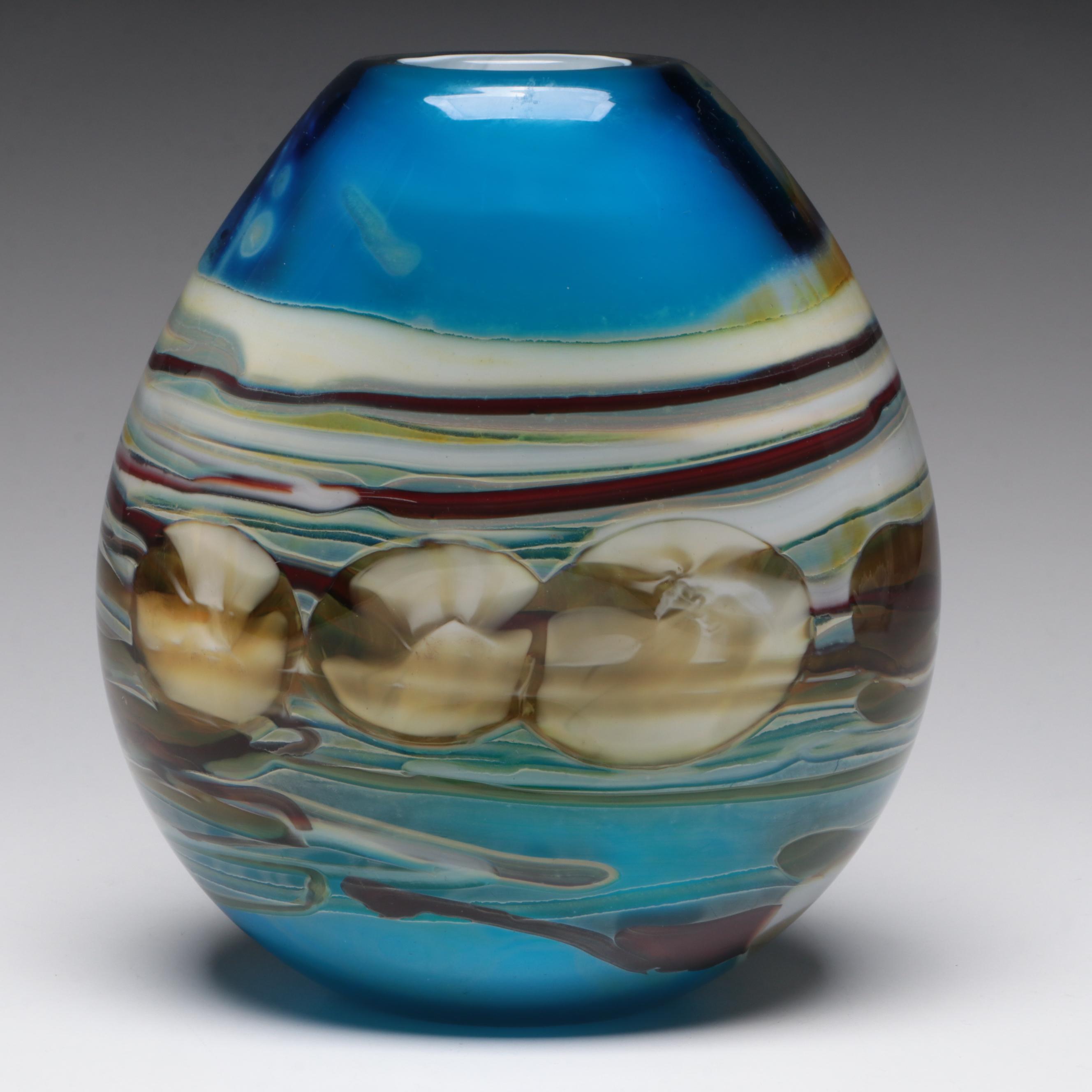 Fostoria "Heirloom" Opalescent Glass Dish and Multicolored Cased Glass Bud Vase