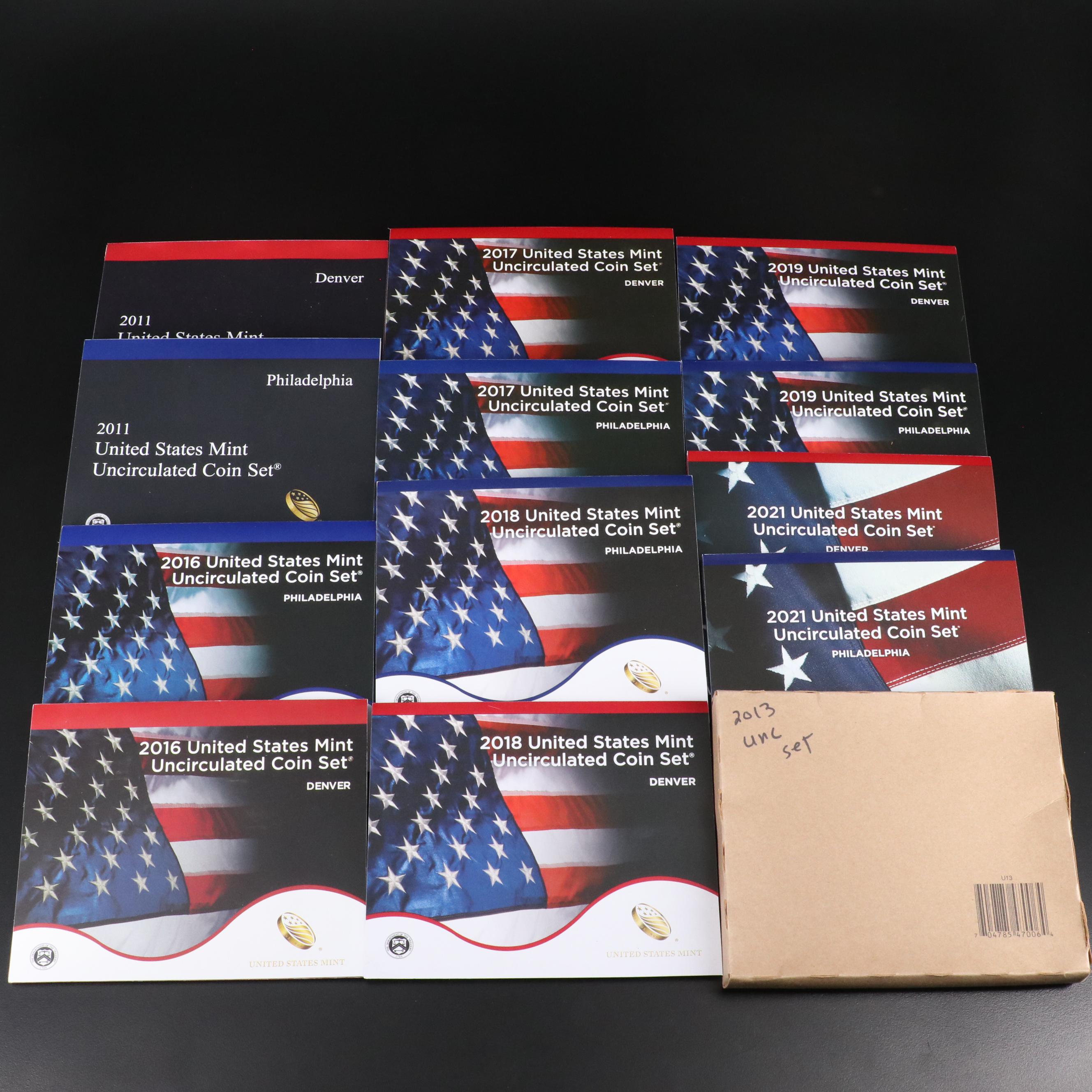 Collection of Seven  Different U.S. Uncirculated Mint Sets