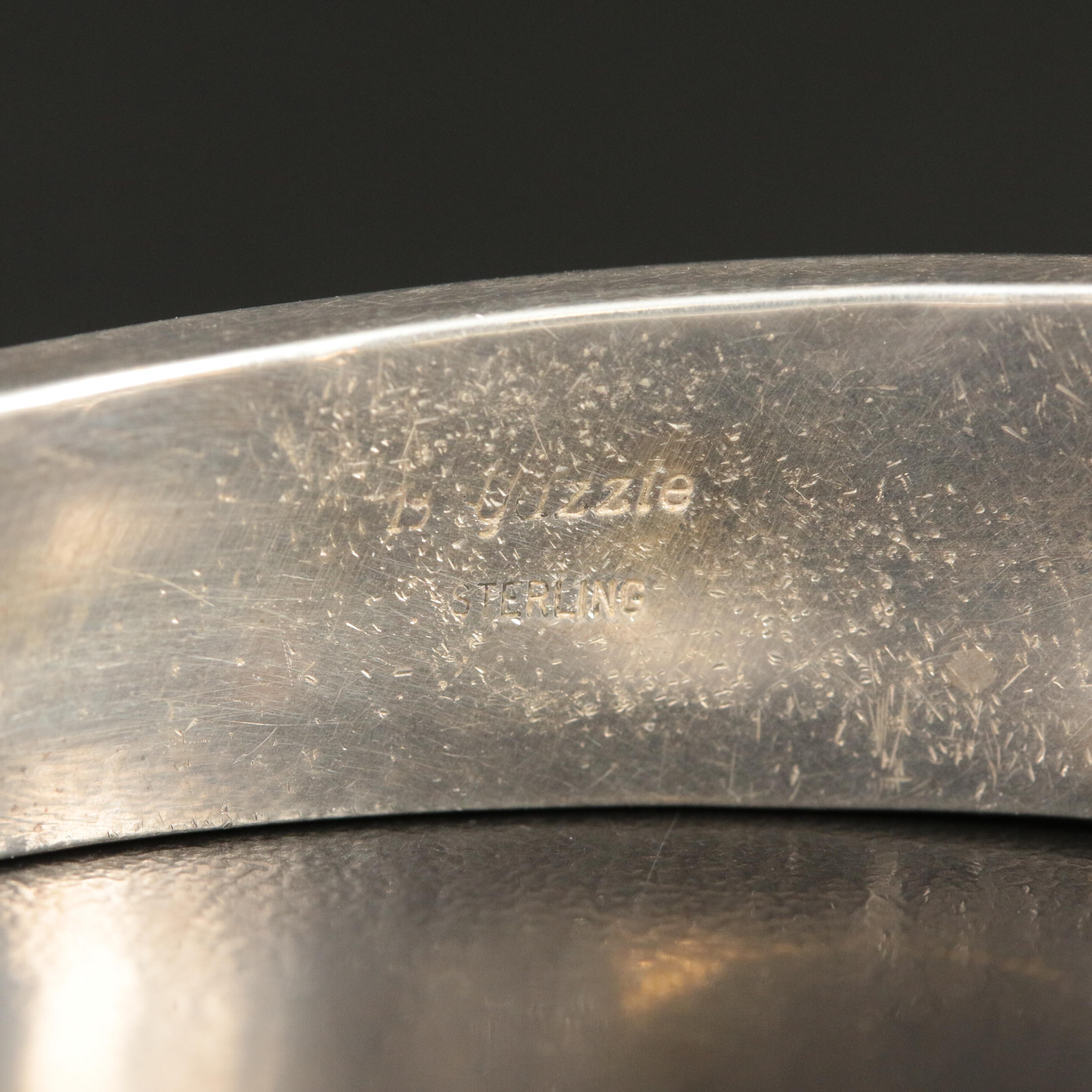 Yazzie Signed Sterling Inlay Cuff Bracelet