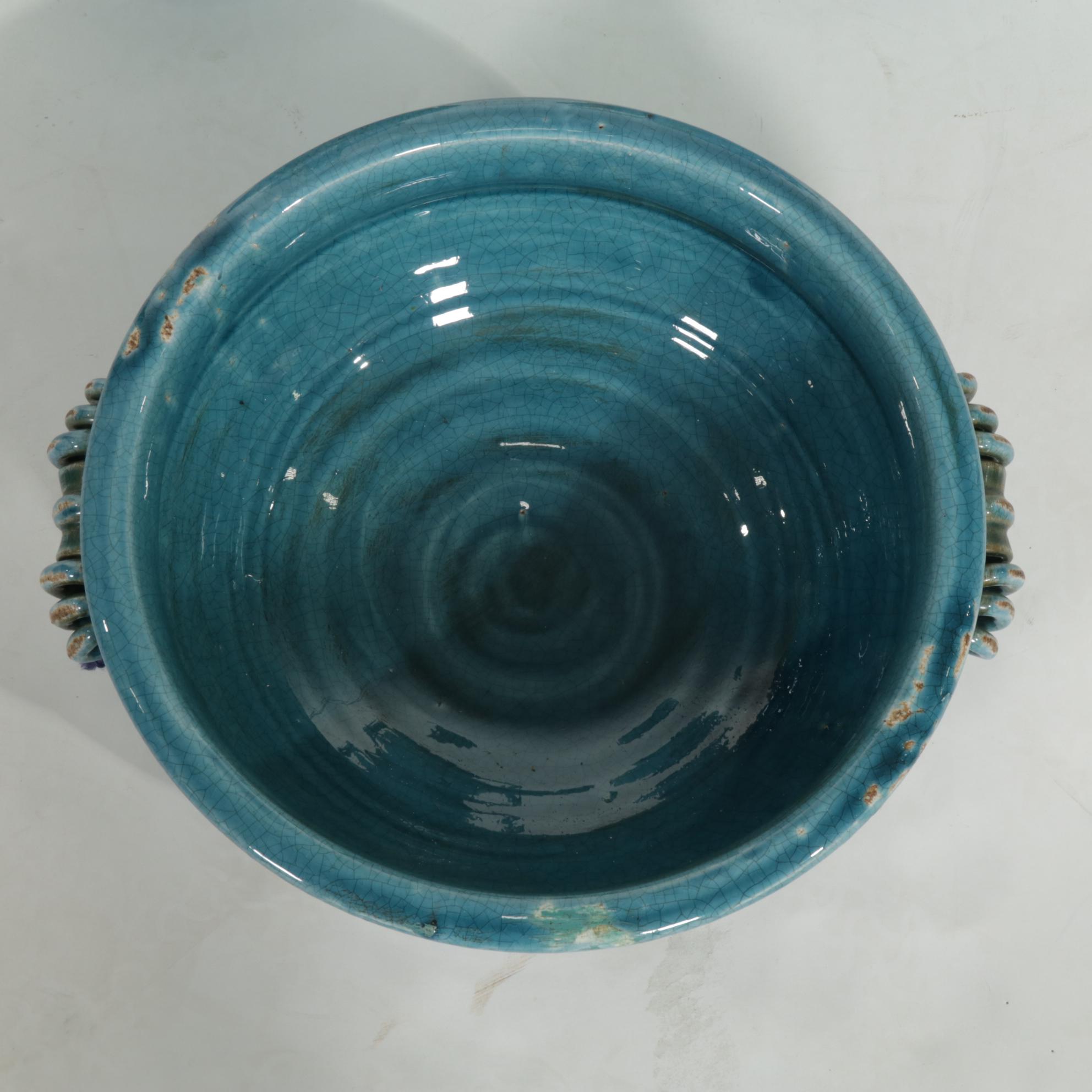 Three Hands Corp. Turquoise Glazed Vases with Bowl EBTH