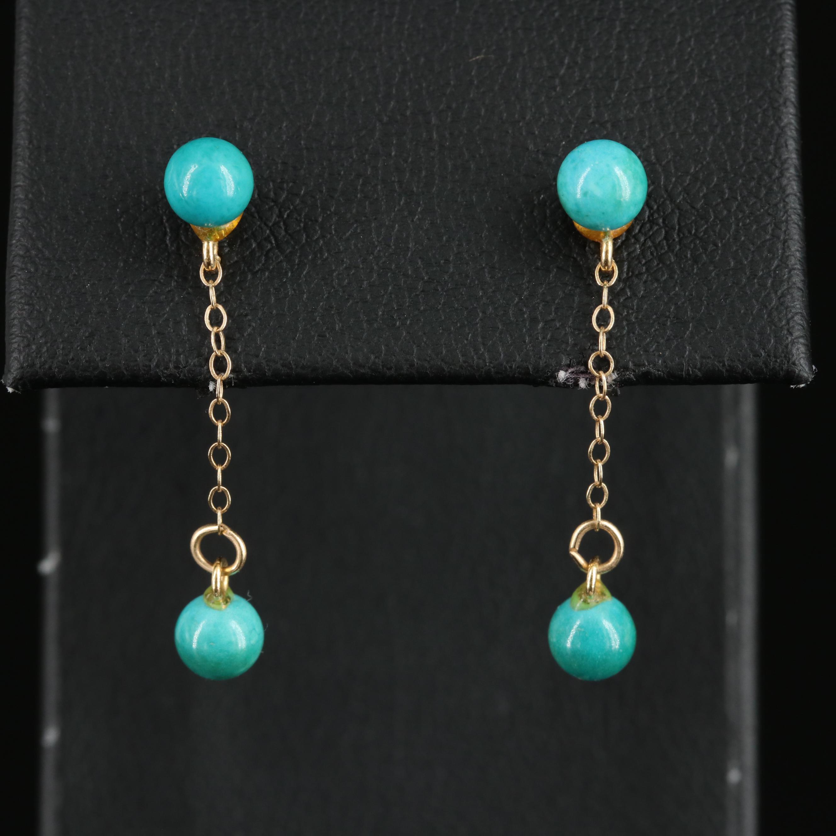 14K Turquoise Drop Earrings
