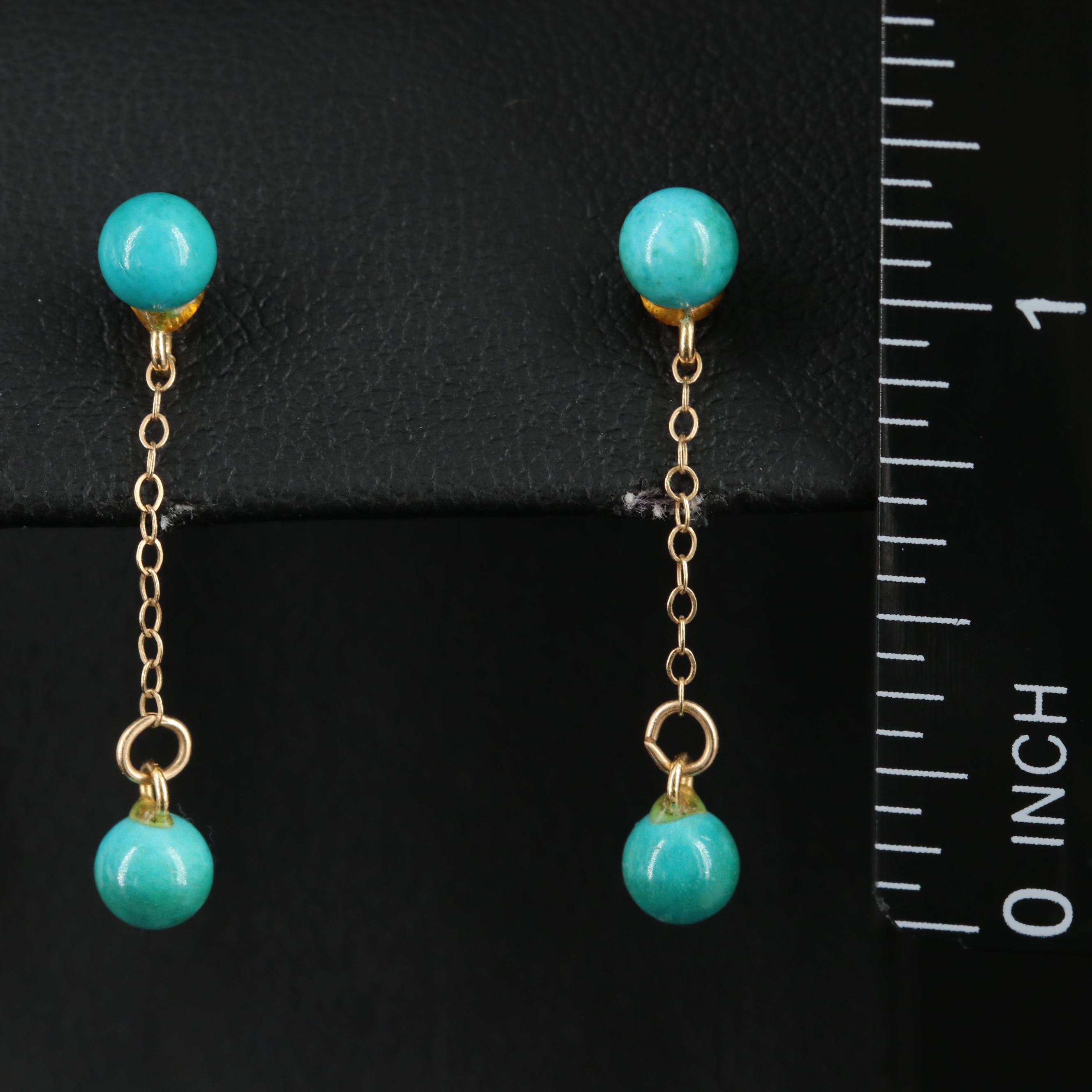 14K Turquoise Drop Earrings