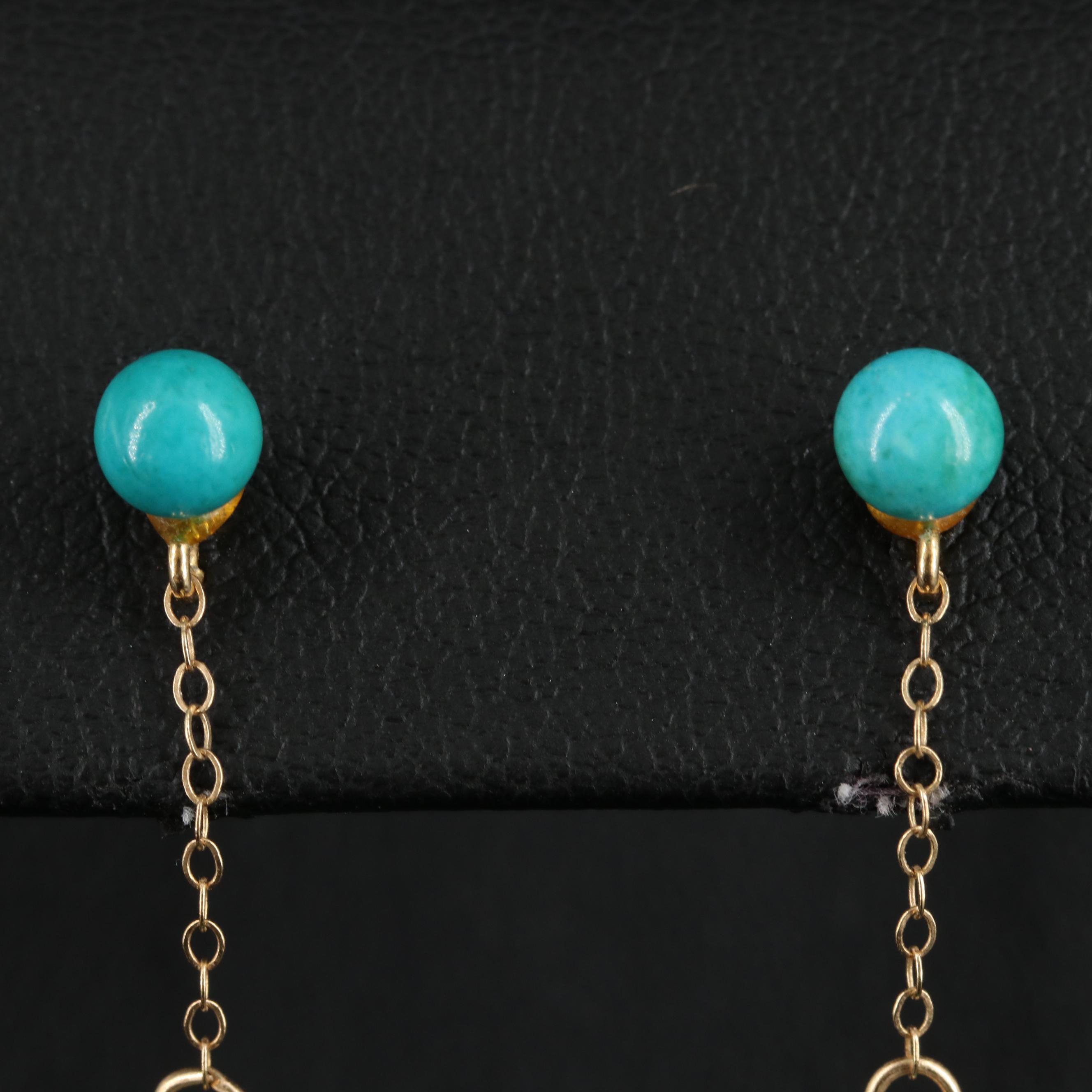 14K Turquoise Drop Earrings