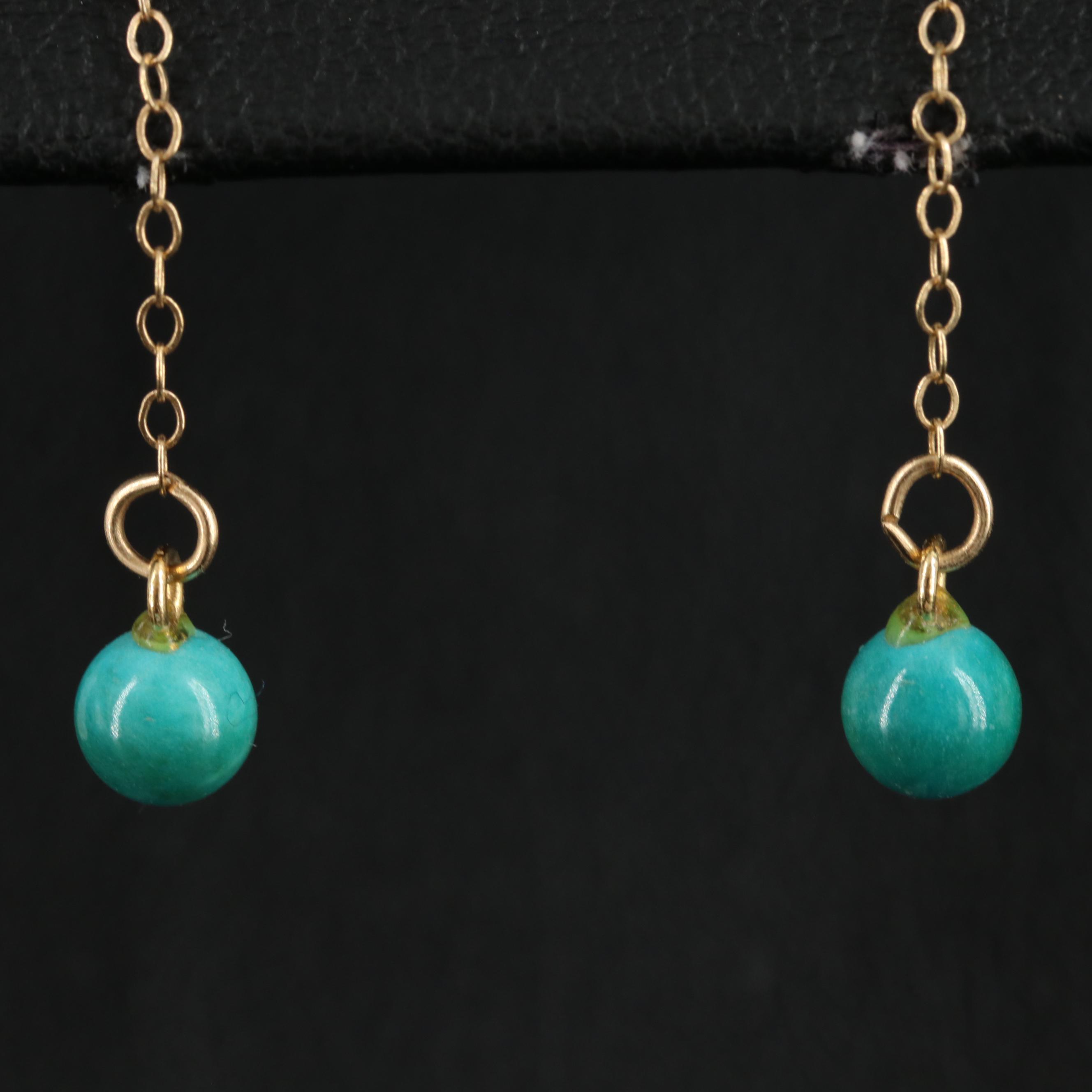 14K Turquoise Drop Earrings